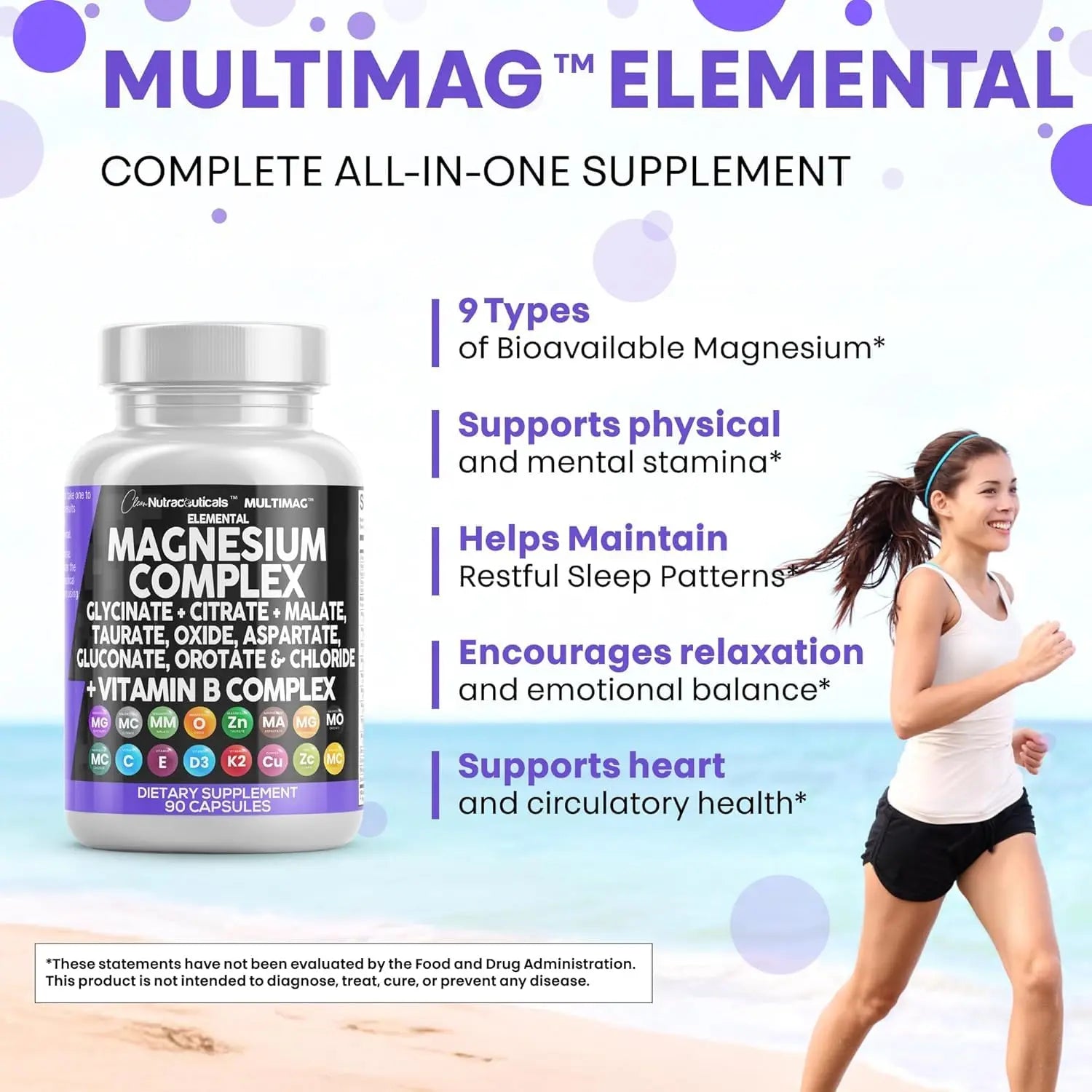 Clean Nutraceuticals Magnesium Complex with Magnesium Glycinate Citrate Malate Oxide Taurate Aspartate Orotate & Mag Chloride, Zinc Copper Manganese (90 Count (Pack of 2)) Clean Nutraceuticalsnz supplements