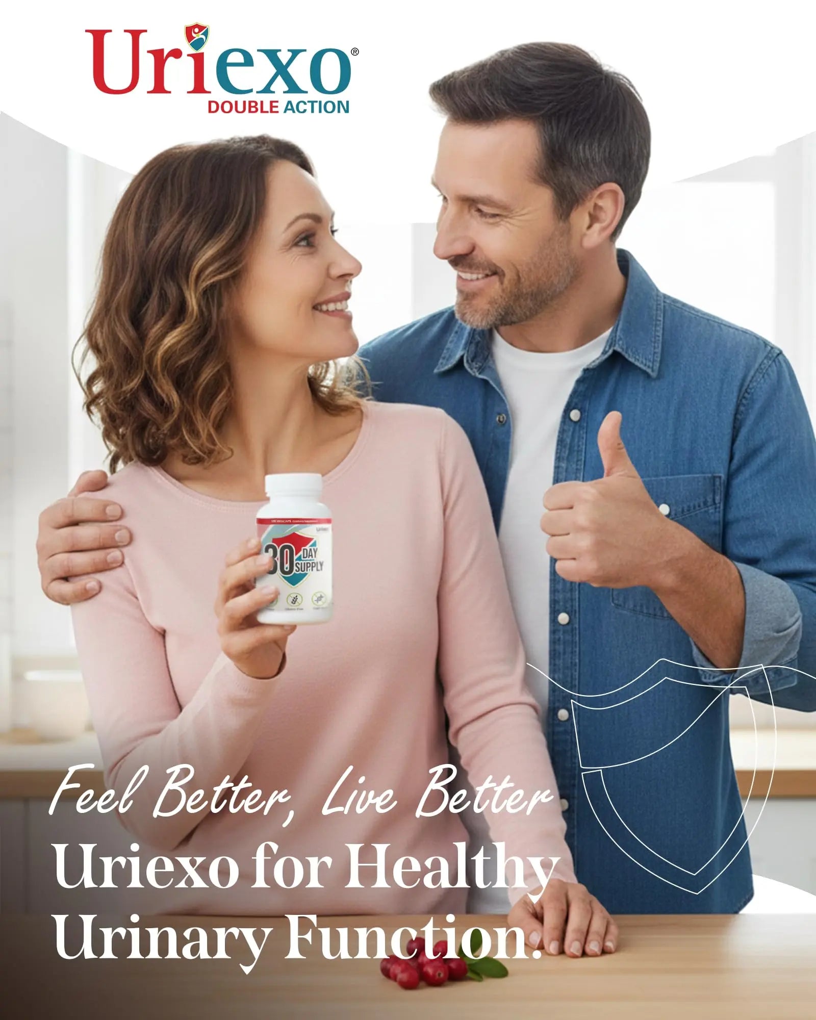Uriexo Double Action Support Cranberry Pills - Urinary Tract Health Supplement with 36mg Proanthocyanidins PACs & 2000mg D-Mannose, Capsules for Men & Women, Non-Antibiotic Formula, 30 Day Supply UriexoAu supplements