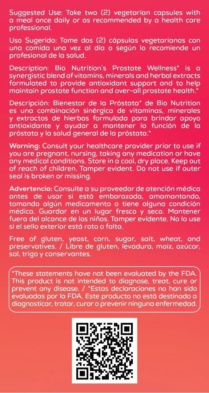Bio Nutrition Prostate Wellness with Pumpkin Seed Extract 60 Capsules Bio NutritionAu supplements