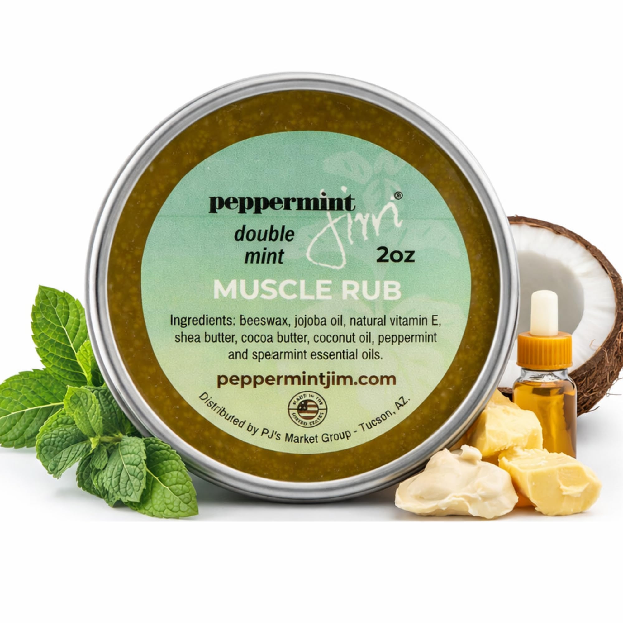 Peppermint Jim Double Mint Muscle Rub Balm 2oz, Fast Absorbing Cooling Relief Cream with Peppermint & Spearmint Oils, Non Greasy Soothing Balm for Sore Muscles, Back, Neck & Joints - Plant Based Peppermint JimAu supplements