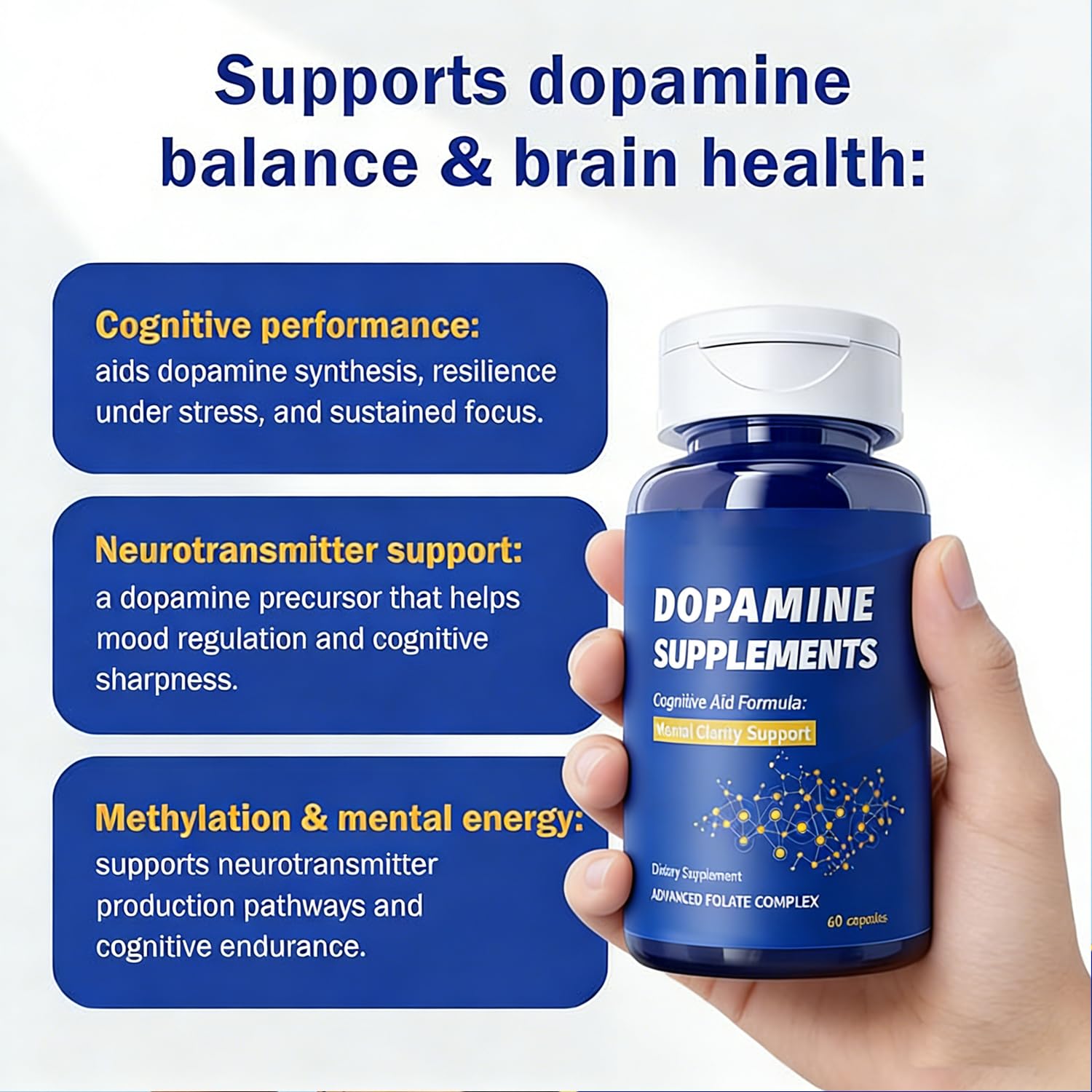 Dopamine Brain Supplement with L-Tyrosine 650mg | Cognitive Function, Focus & Mood Support | Neurotransmitter & Mental Energy Booster | 60 Capsules FW ZONEAu supplements
