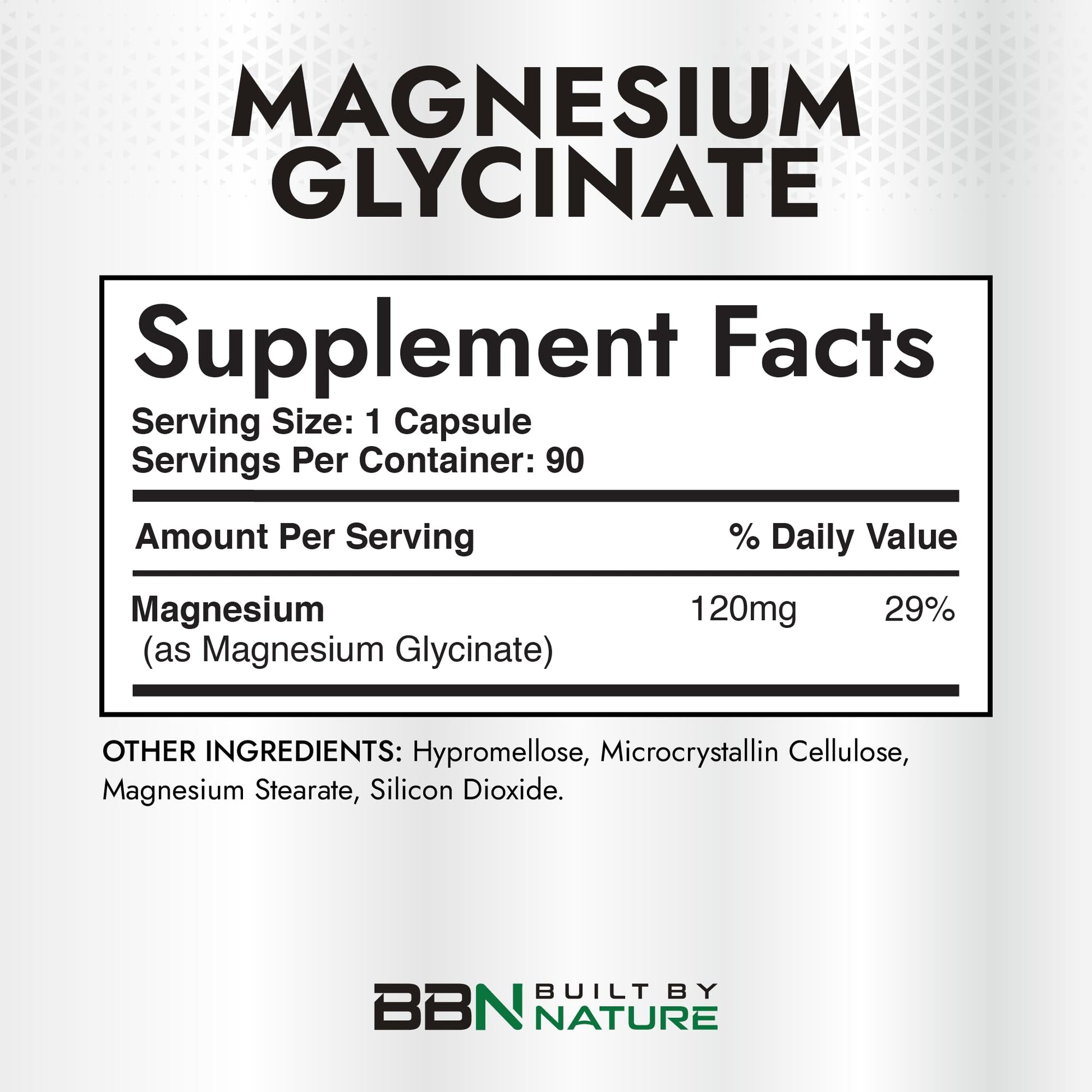 Built By Nature Magnesium Glycinate - Chelated for High Absorption – Supplement to Support Sleep, Muscle, Heart & Nerve Health - 120 mg Magnesium per Serving/Capsule - 90 Capsules Built by NatureAu supplements