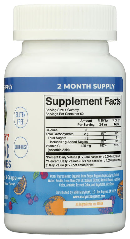 MaryRuth Organics Vitamin C Gummies | Supplement for Immune Support & Overall Health | Immune Support Supplement | Vitamin C for Adults & Kids | Vegan | Non-GMO | 60 Servings MARYRUTH'SUS supplements