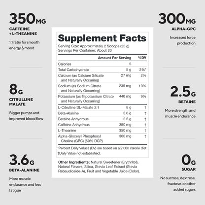 LEGION Pulse Pre Workout Supplement - All Natural Nitric Oxide Preworkout Drink to Boost Energy, Creatine Free, Naturally Sweetened, LEGIONUS supplements