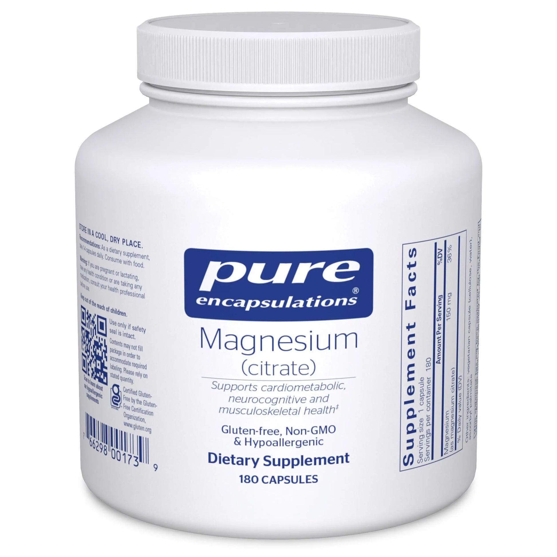 Pure Encapsulations Magnesium (Citrate) - Supplement for Sleep, Heart Health, Cognitive Health, Bone Health, Energy, Muscles, and Metabolism* - with Premium Magnesium - 180 Capsules Pure EncapsulationsAu supplements