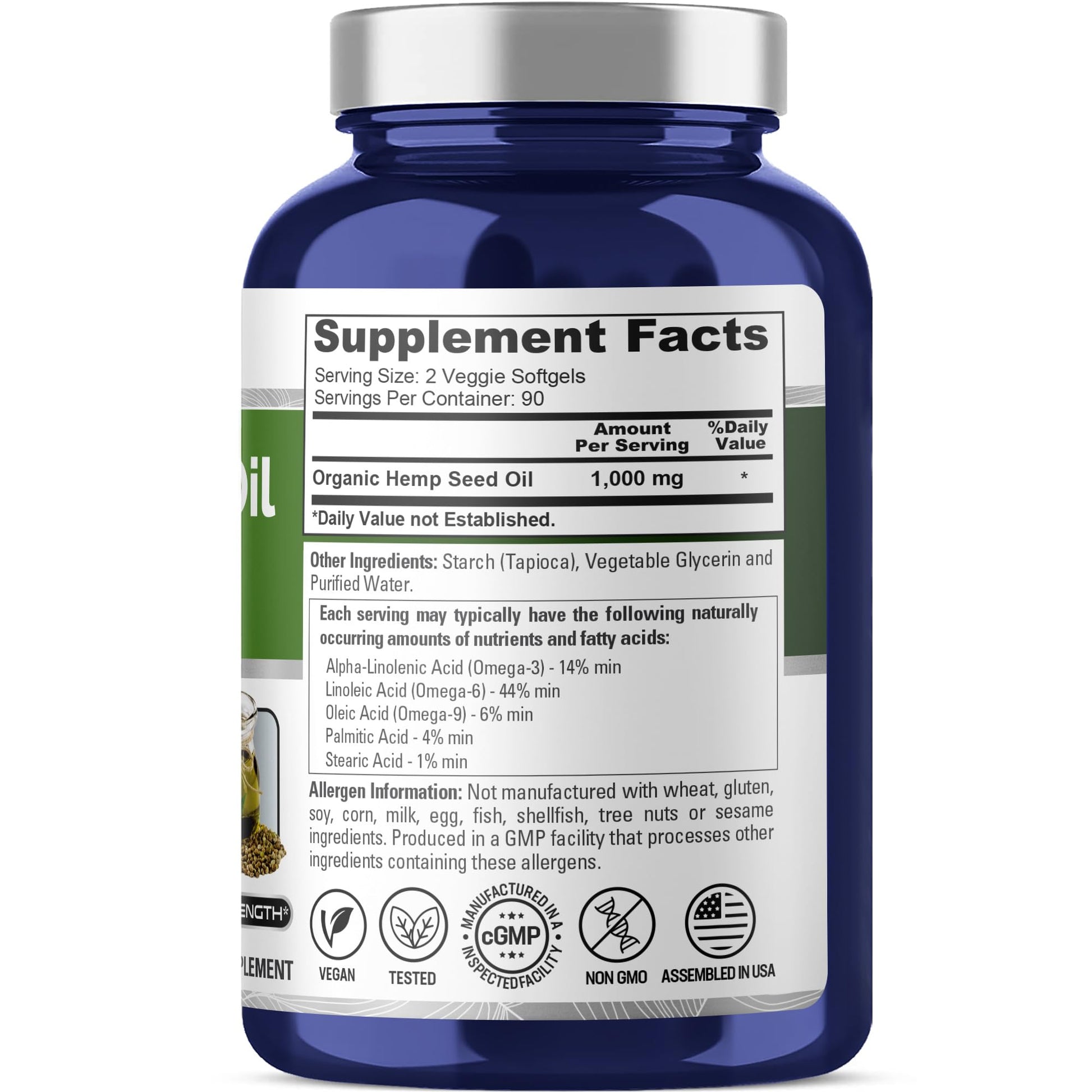 NusaPure Hemp Oil 1,000mg Per Serving, 180 Veggie Softgels, Non-GMO, Vegan NusaPureAu supplements