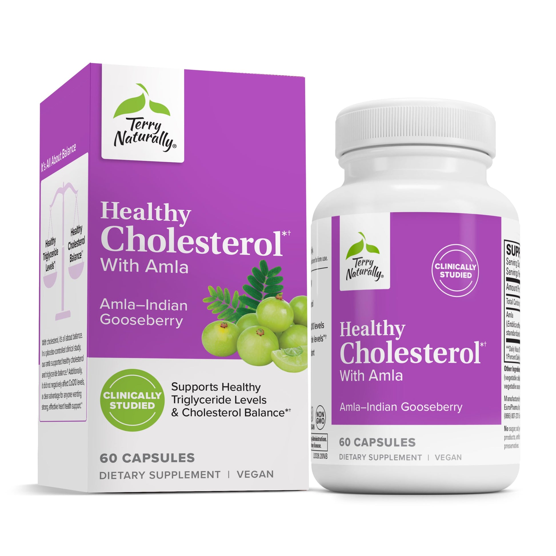 Terry Naturally Healthy Cholesterol with Amla - Antioxidant Supplement for Immune & Heart Support - Supplement to Aid Healthy Cholesterol & Triglyceride - 60 Capsules Terry NaturallyAu supplements