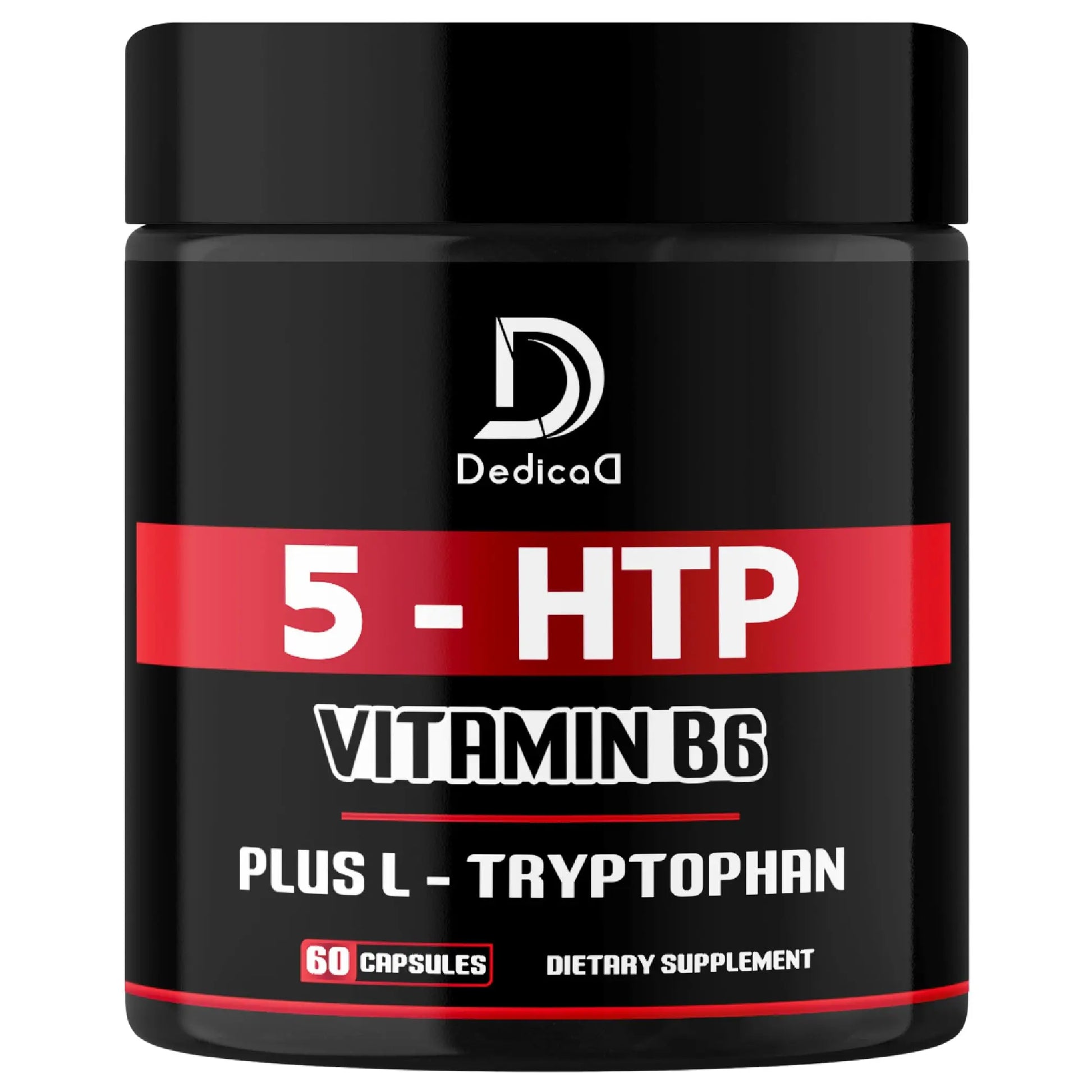 DEDICAD 5 HTP Supplement 1010mg - 60 Capsules - 3in1 Combined with Vitamin B6, L-Tryptophan - Comfortable Mood, Brain Health, Body Management & Immune System Support DEDICADAu supplements