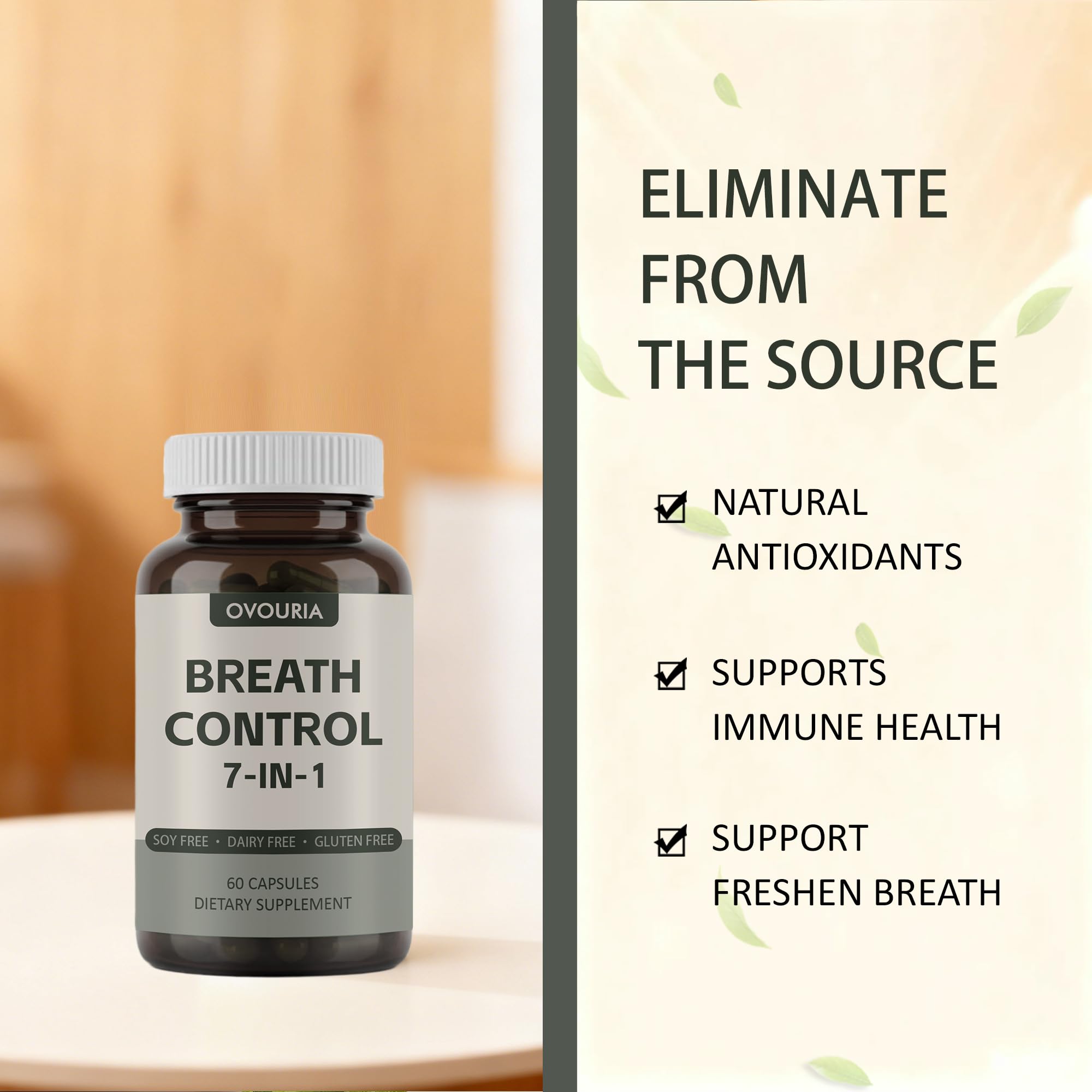 TANSPRESSO ovouria Breath & Gut Balance Capsules - 7-in-1 Formula with Probiotics, Zinc Gluconate & Magnesium Citrate for Fresh Breath, Chronic Halitosis Relief & Digestive Wellness, 60 Count(1pc) TANSPRESSOAu supplements