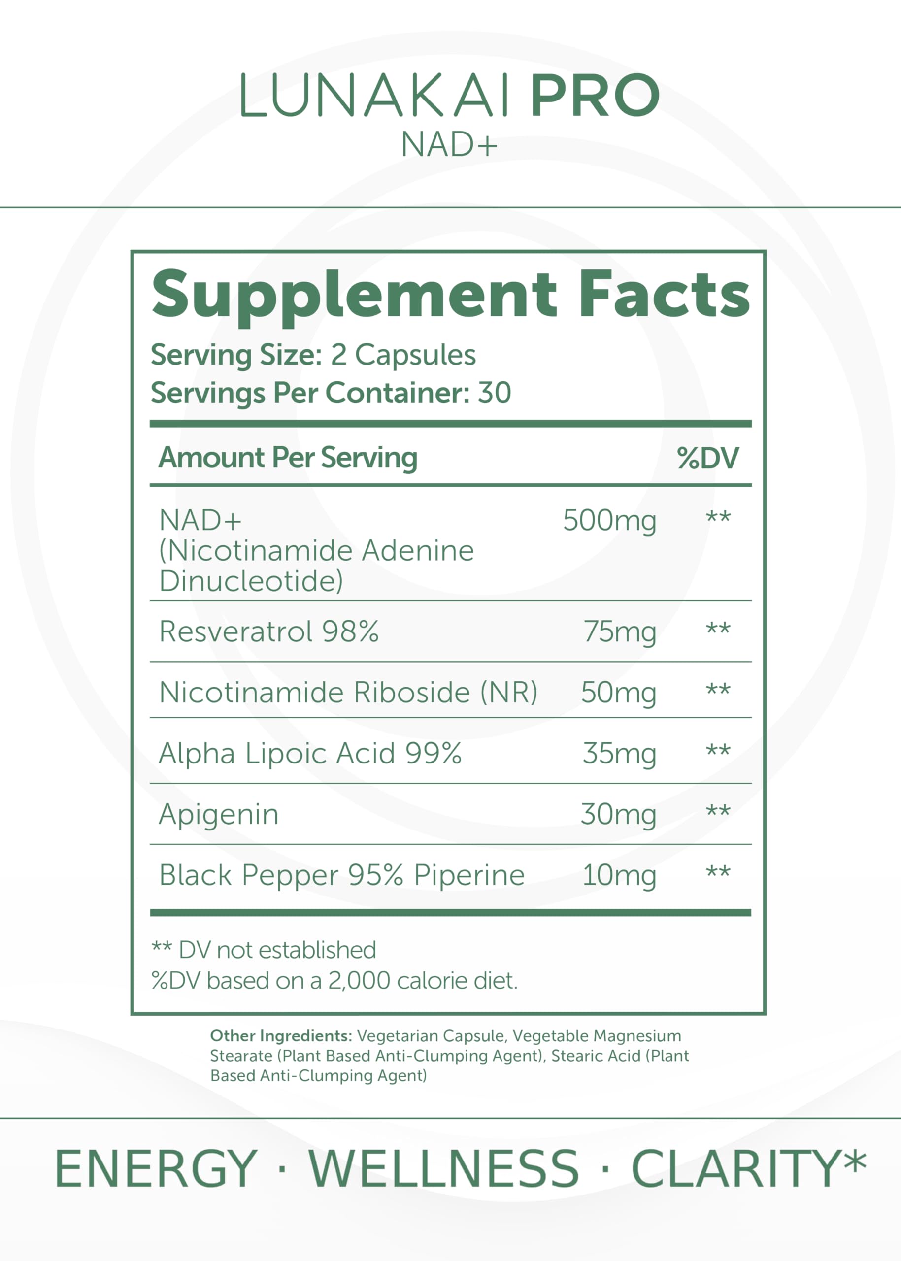 Lunakai PRO USA Made Dual-Pathway NAD+ Formula with NR & Resveratrol – Natural NAD Supplement for Women & Men – Healthy Aging & Cellular Health Support, 60ct LunakaiAu supplements