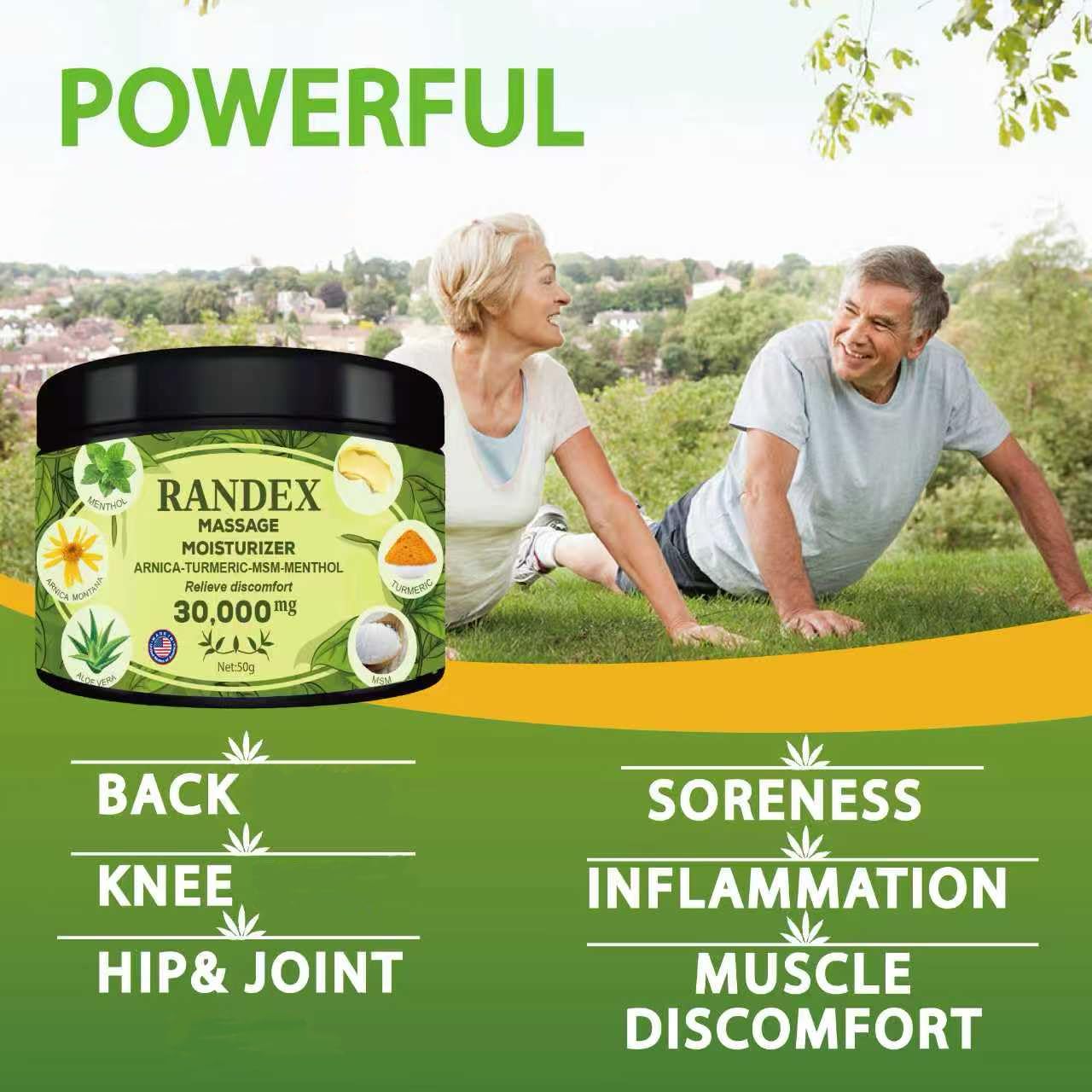 RANDEX 30000MG Organic Massage Moisturizer - Muscles,Joints,Knees, Shoulders,Body, Extra Strength- Natural RANDEXAu supplements