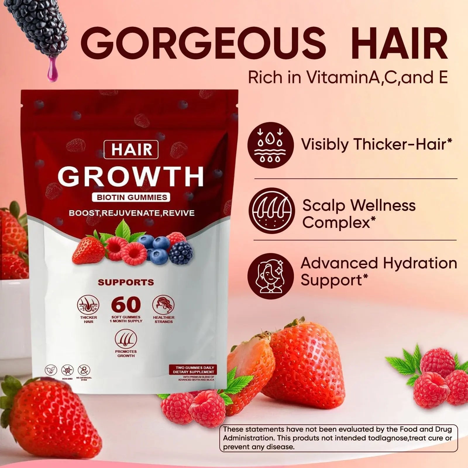 Neonomicon Lumin Hair Growth Gummies – with Biotin, Vitamin C & E, Rosemary, Saw Palmetto – Supports Healthy Hair Growth & Strength NeonomiconAu supplements
