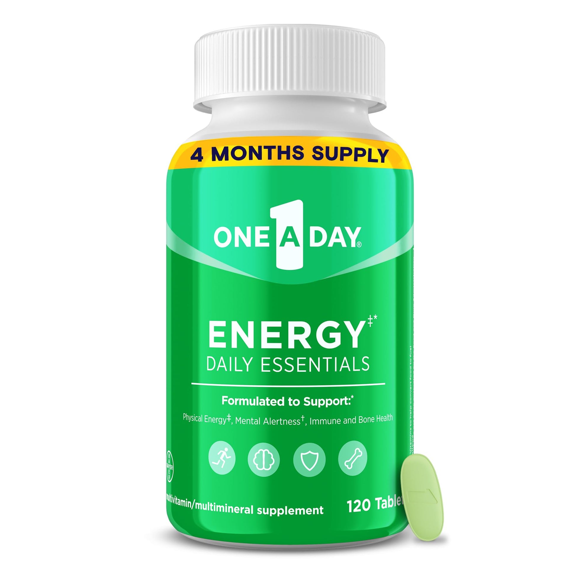 One A Day Energy Daily Essentials Multivitamin, Energy Supplement to Support Mental Alertness and Immune Health with Vitamins A C, D, E, Zinc and Caffeine, 120 Count ONE A DAYAu supplements