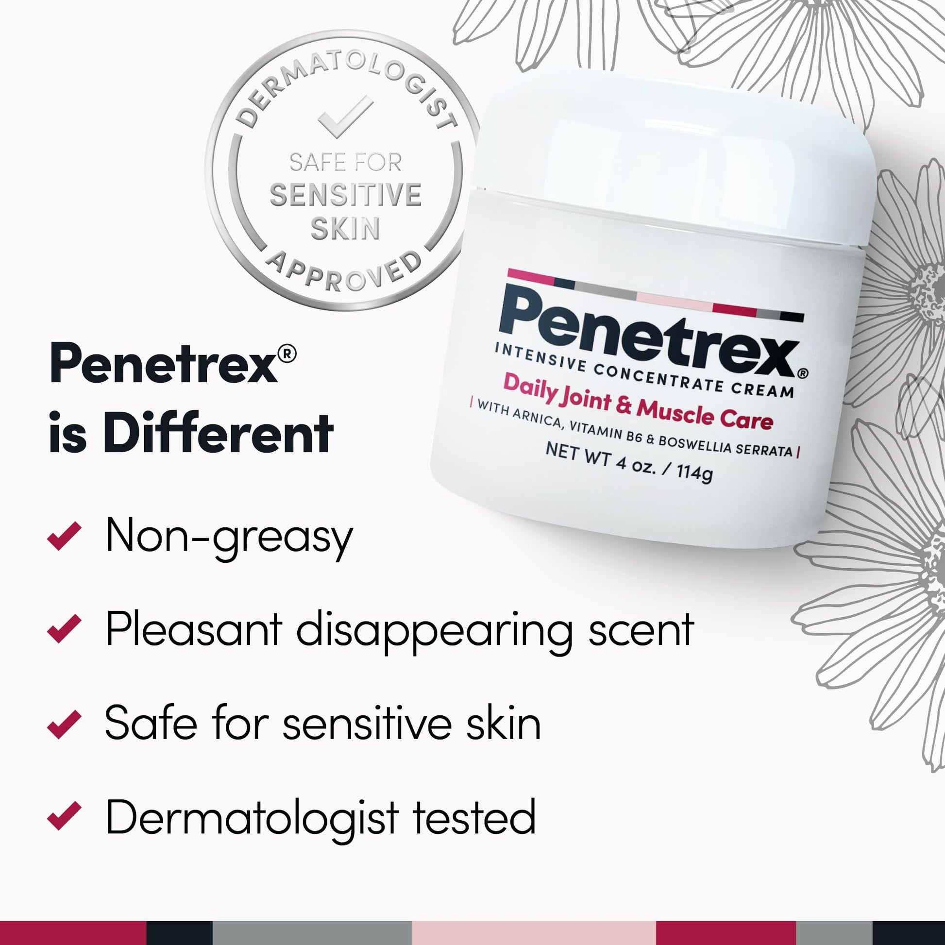 Penetrex Joint & Muscle Therapy - Soothing Comfort for Back, Neck, Hands, Feet - Premium Whole Body Rub with Arnica, Vitamin B6 MSM & Boswellia - Non-Greasy 4oz Cream PenetrexAu supplements