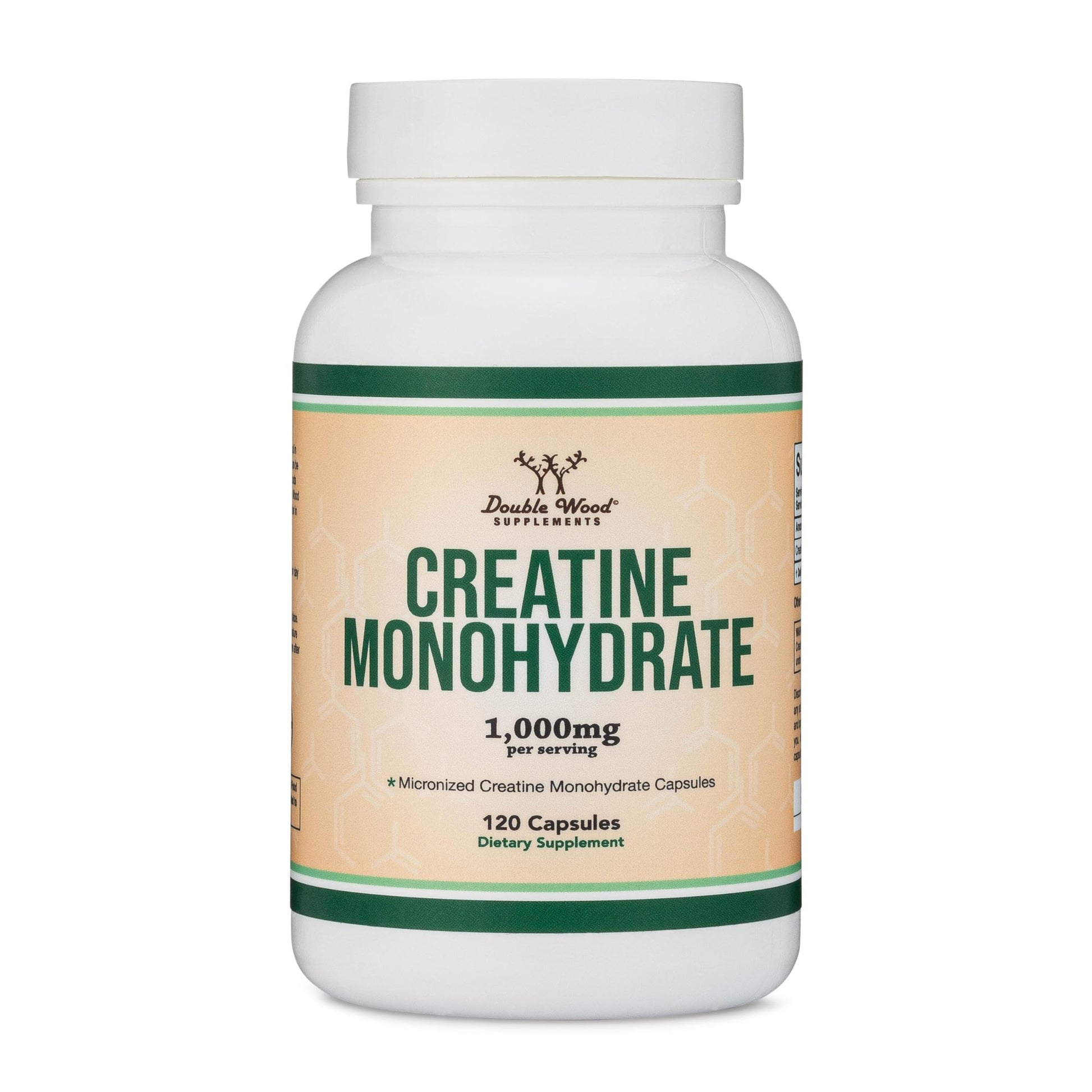 Creatine Monohydrate Capsules - 1g per Serving, 120 Count - No Fillers, Vegan Safe, Non-GMO, Gluten Free by Double Wood Double Wood SupplementsAu supplements
