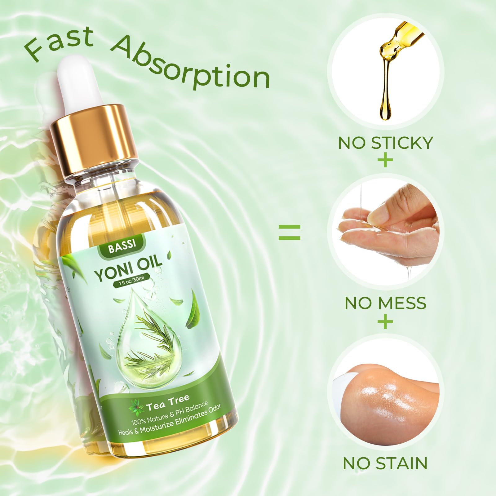 BASSI 2PCS Yoni Oil Organic Feminine Oil Vaginal Moisturizer For Wetness - Ph Balance for Women BASSIAu supplements