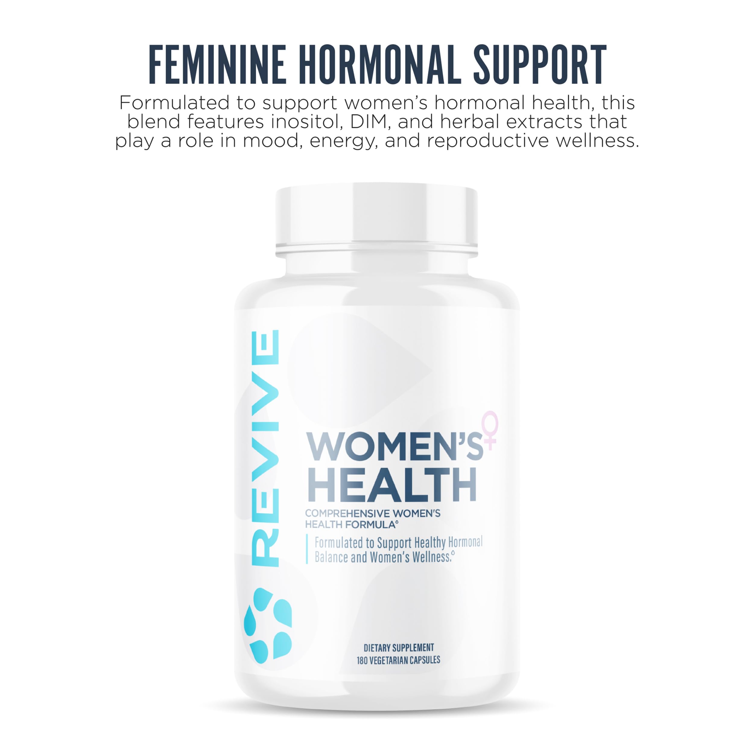 Revive MD Hormone Balance for Women – Hormone Support Supplement w/Myo-Inositol, Chaste Berry, DIM, Vitamins C & E, Evening Primrose Oil – Health & Hormonal Balance (180 Capsules, 30 Servings) ReviveAu supplements