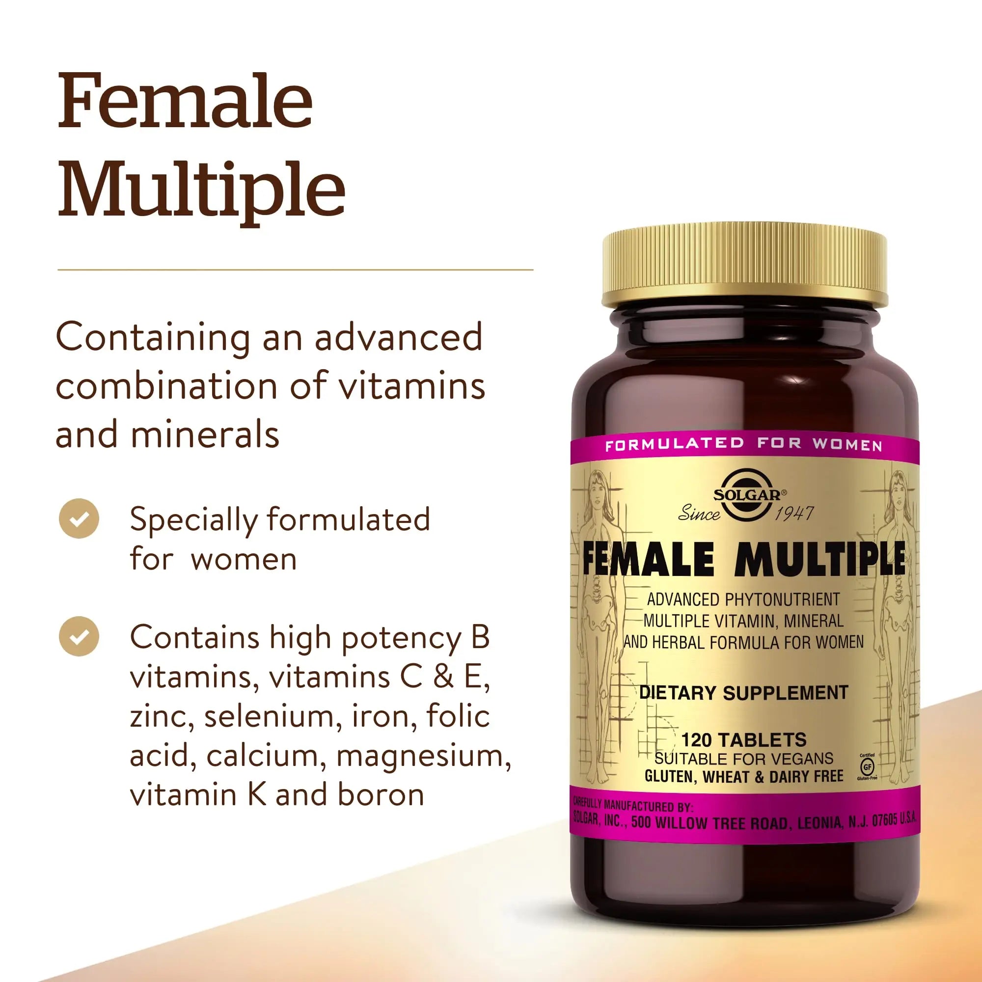 Solgar Female Multiple, 120 Tablets - Multivitamin, Mineral & Herbal Formula for Women - Advanced Phytonutrient SolgarAu supplements