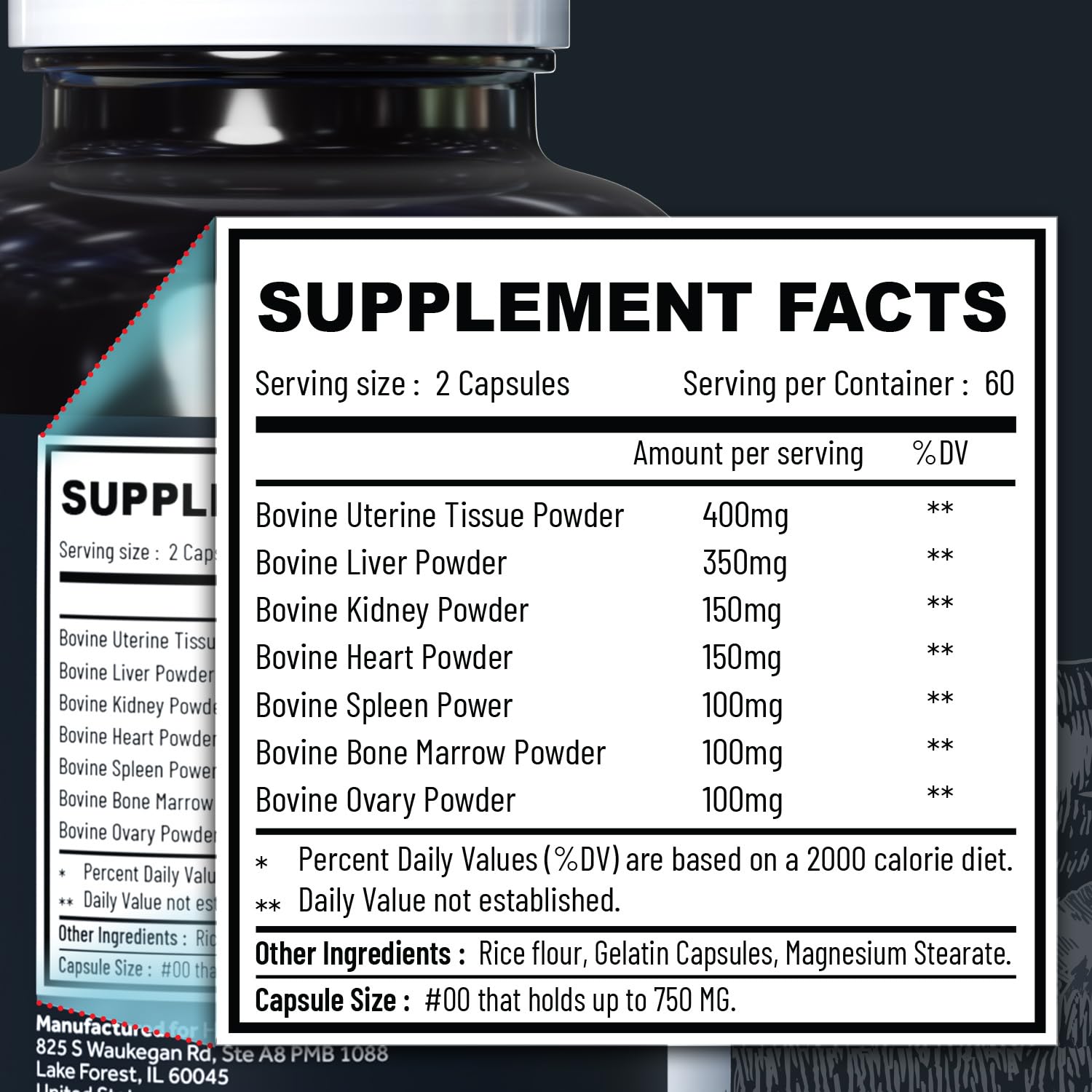 Beef Organ Supplement Grass Fed Complex for Women - 7 Carnivore Meat Proprietary Blend of Beef Liver, Marrow, Brain, Thymus, Spleen, Kidney, Colostrum, Heart, Pancreas, Gallbladder -120 Caps Holistic MethodAu supplements