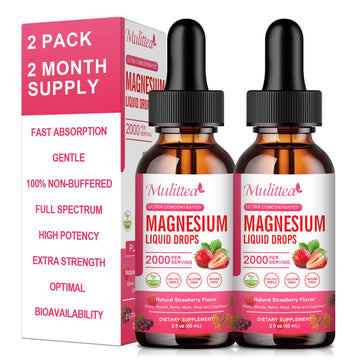 Magnesium Glycinate Liquid, High Potency Magnesium Glycinate, Citrate, Sugar Free Vegan Non-GMO Complex Supplement Promotes Nerv,Relaxation,Muscle,Sleep Support* MulitteaAu supplements