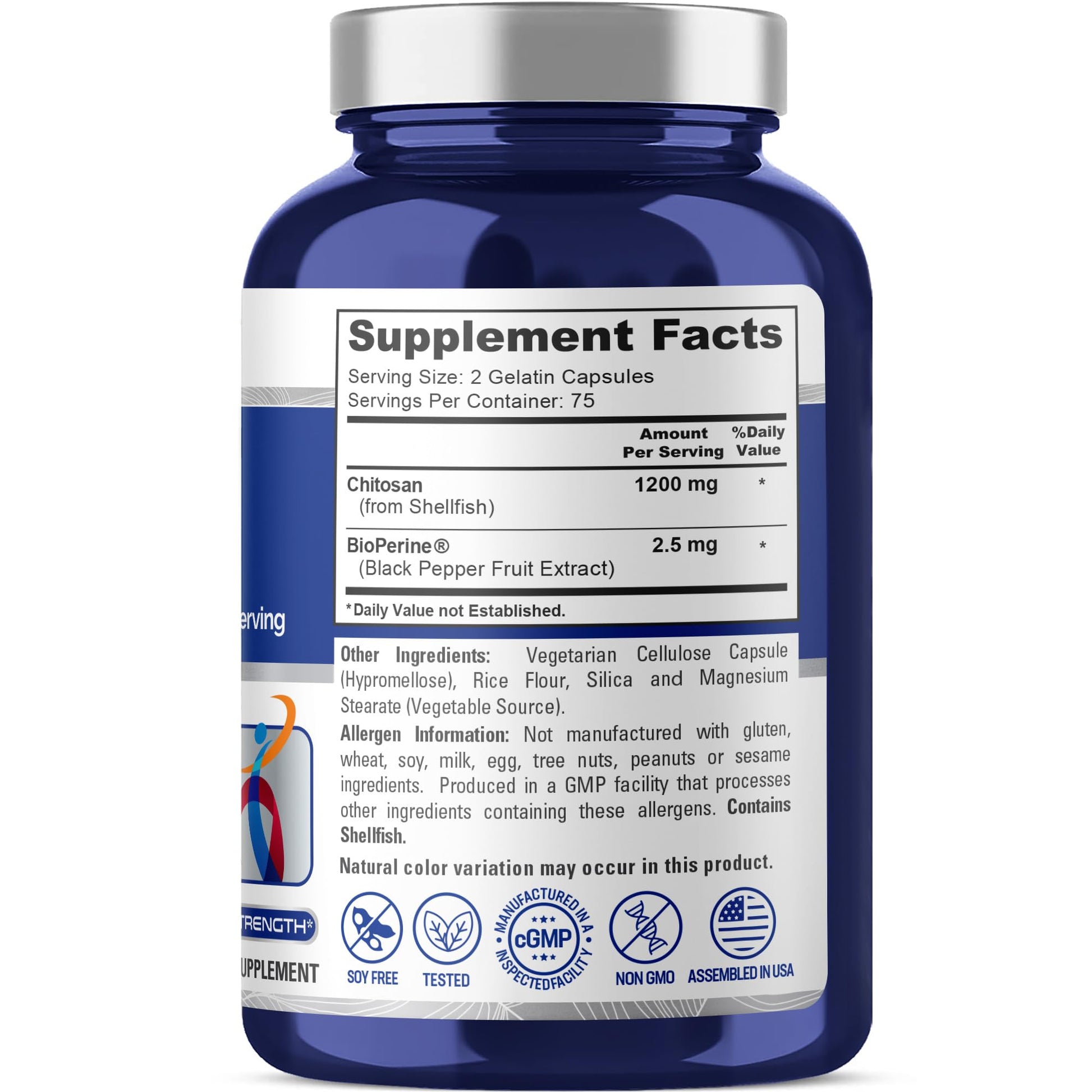 NusaPure Chitosan 1200mg 150 Caps (Non-GMO & Soyfree) with Bioperine NusaPureAu supplements