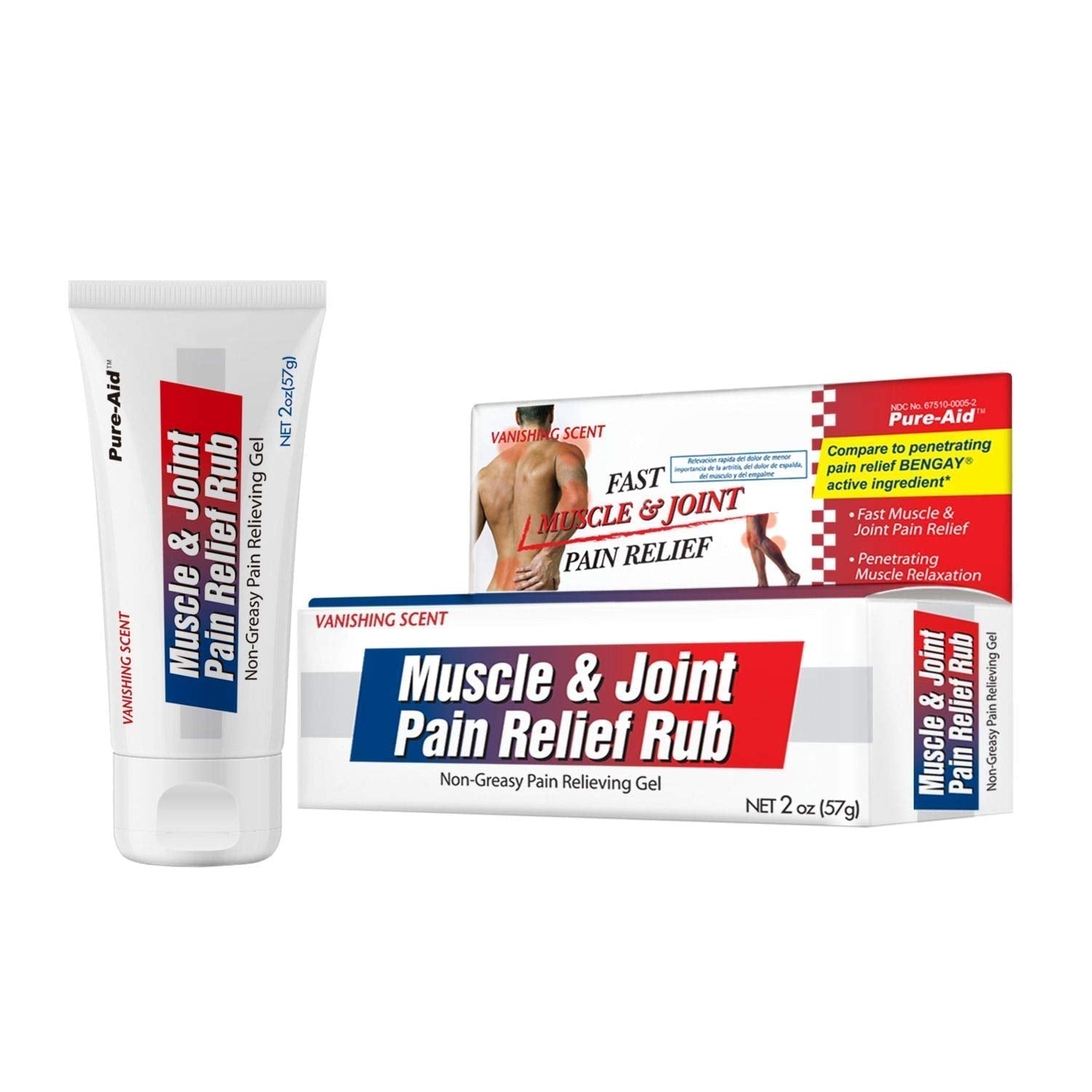 Pure-Aid Muscle & Joint Pain Relief Rub, Fast Relief from Minor Arthritis, Backache, Muscle & Joint Pain Non-Greasy Cream, 2oz (4pk) Pure-AidAu supplements