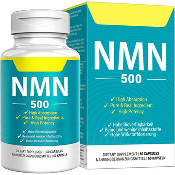 Vegan NMN Supplement 500mg, Higher Absorption - 99% Pure NMN (Nicotinamide Mononucleotide)for NAD+, Cellular Energy Immune Muscle, Anti-Aging & Longevity, Stabilized NMN - 60 Capsules (60 Days Supply) NivantavAu supplements
