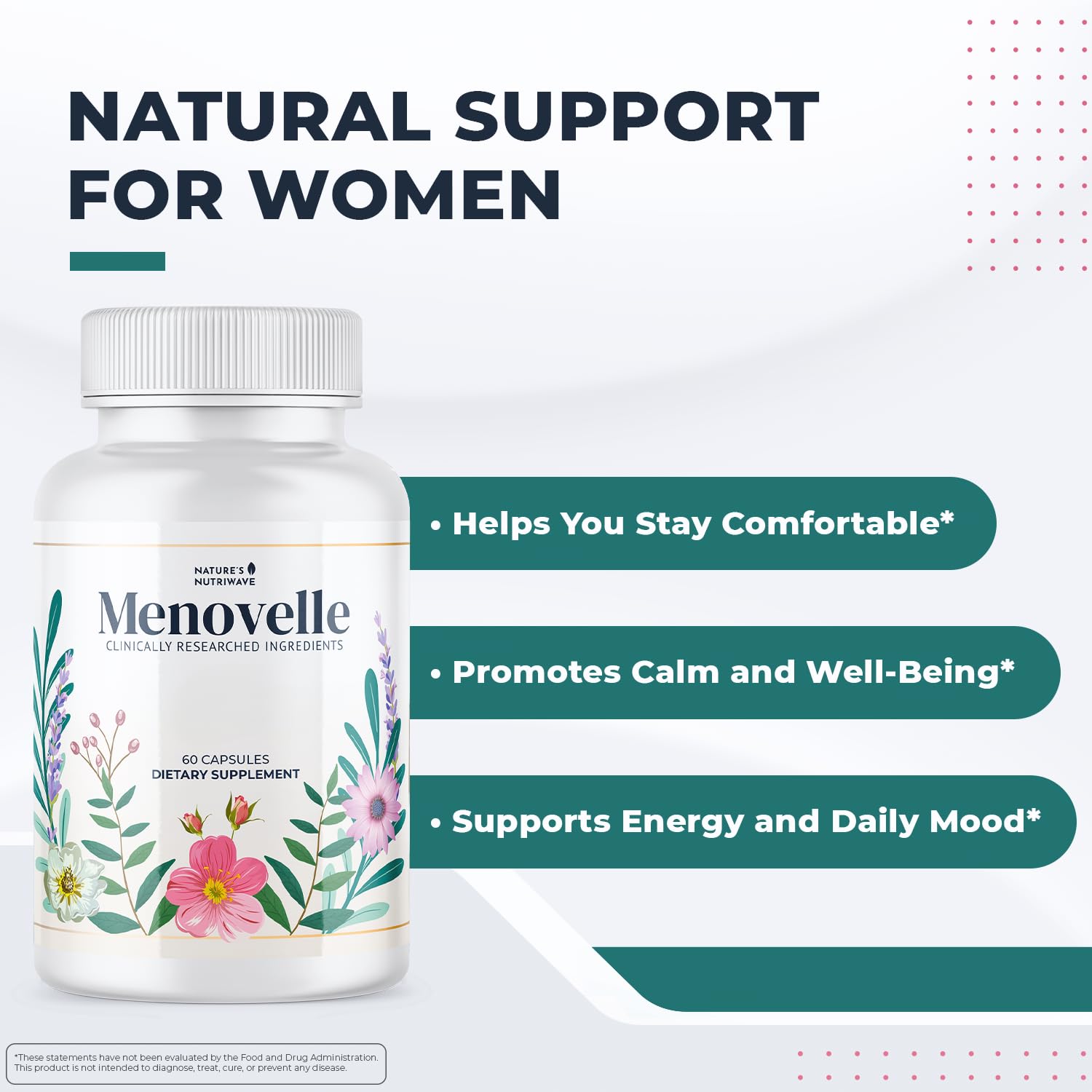 Nature’s NutriWave Menovelle Capsules for Women – Natural Daily Support Formula with Mushrooms and Botanicals – Non-GMO, Easy to Take, Made in the USA, 60 Capsules, 30 Servings, 1 Month Supply Nature’s NutriWaveAu supplements
