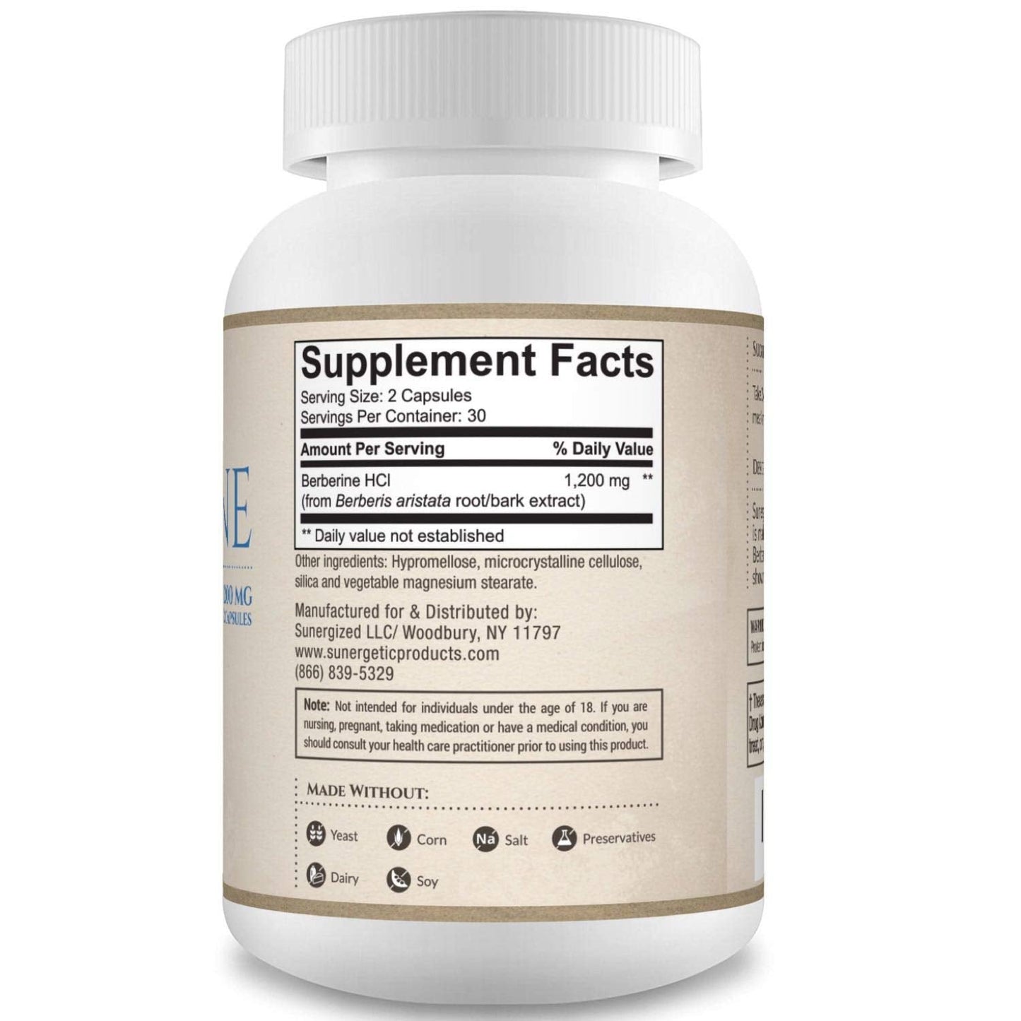 Premium Berberine Supplement - 1200mg of Berberine Per Serving - Berberine HCL SunergeticUS supplements