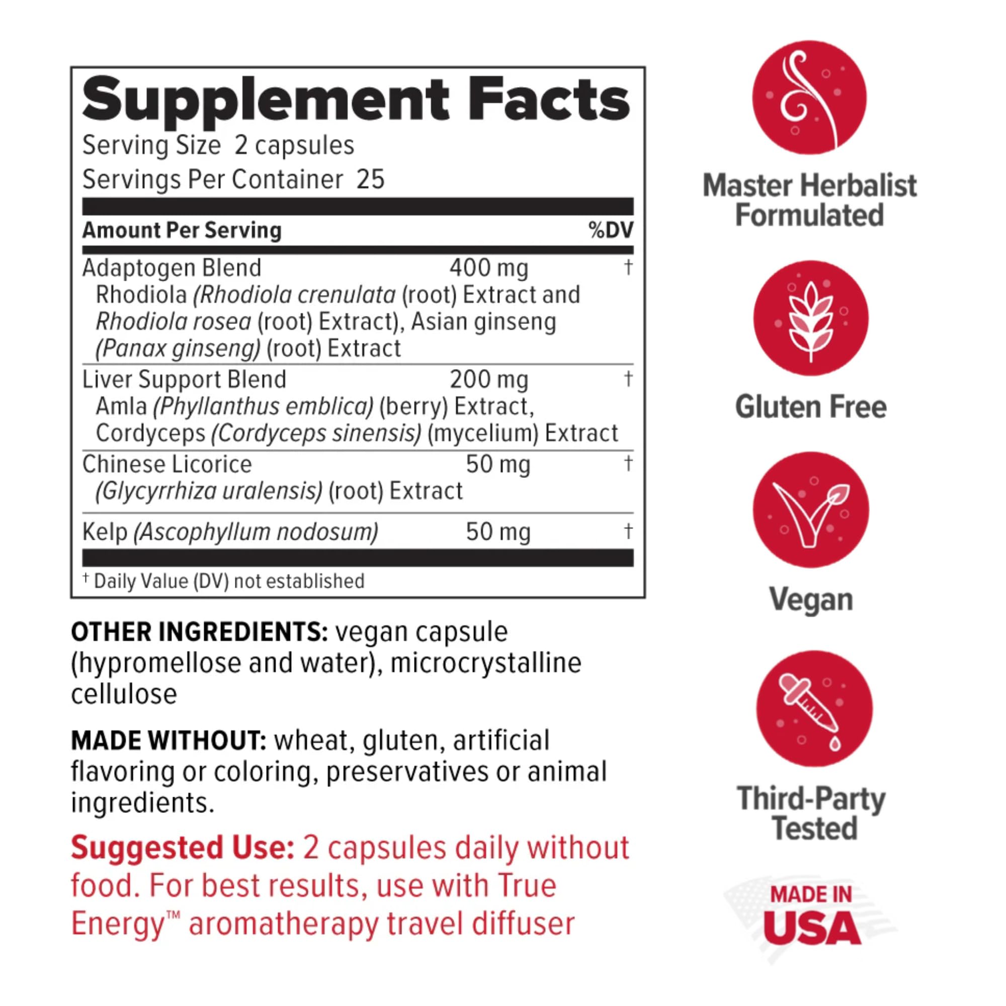 Redd Remedies, True Energy, Supports Energy Production and Stamina, 50 Vegan Capsules Redd RemediesAu supplements