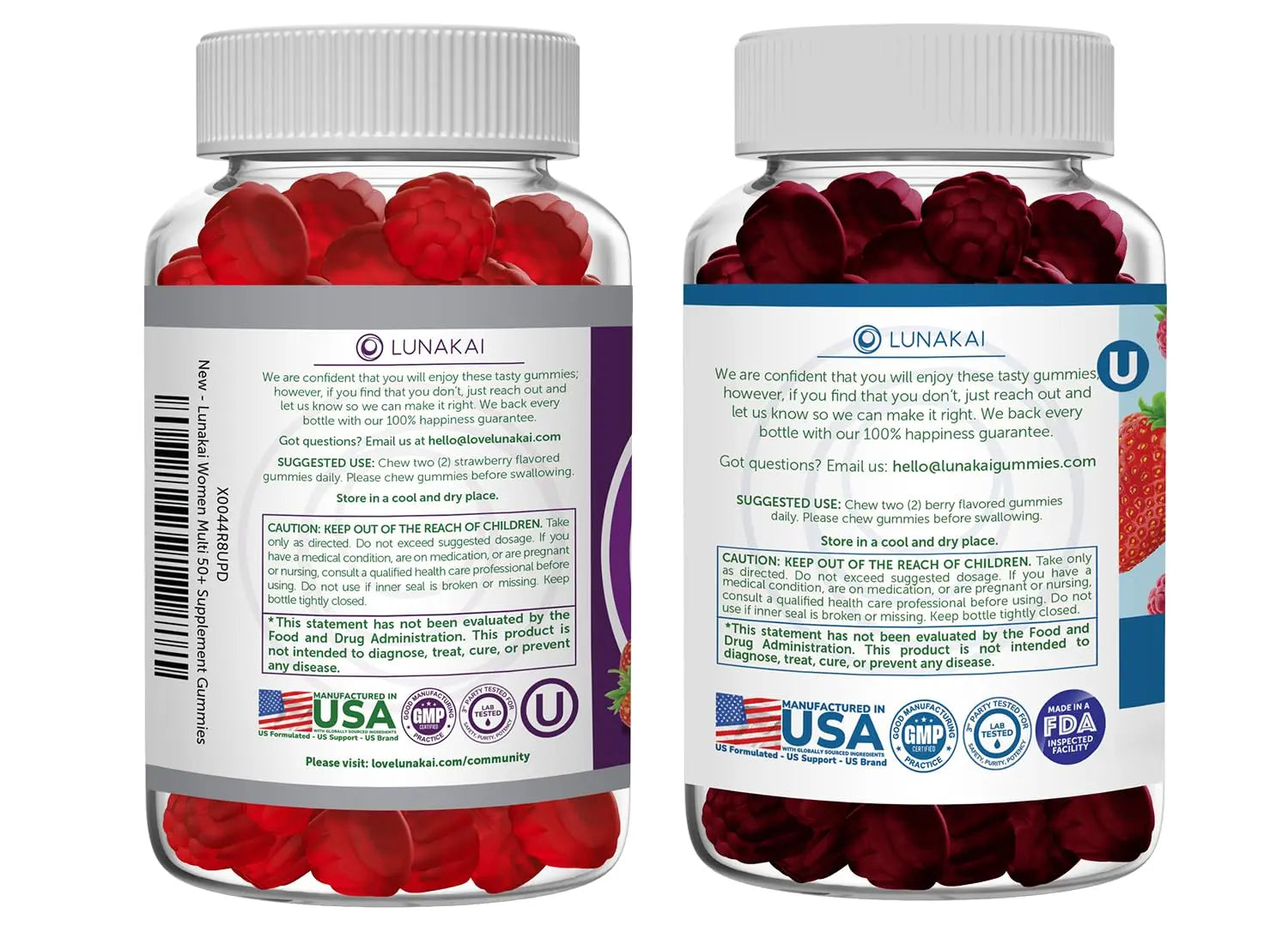 Lunakai USA Made Women 50+ Multivitamin & Probiotic Gummies Bundle – Immune & Digestive Support – 60 Non-GMO Gummies Each LunakaiAu supplements