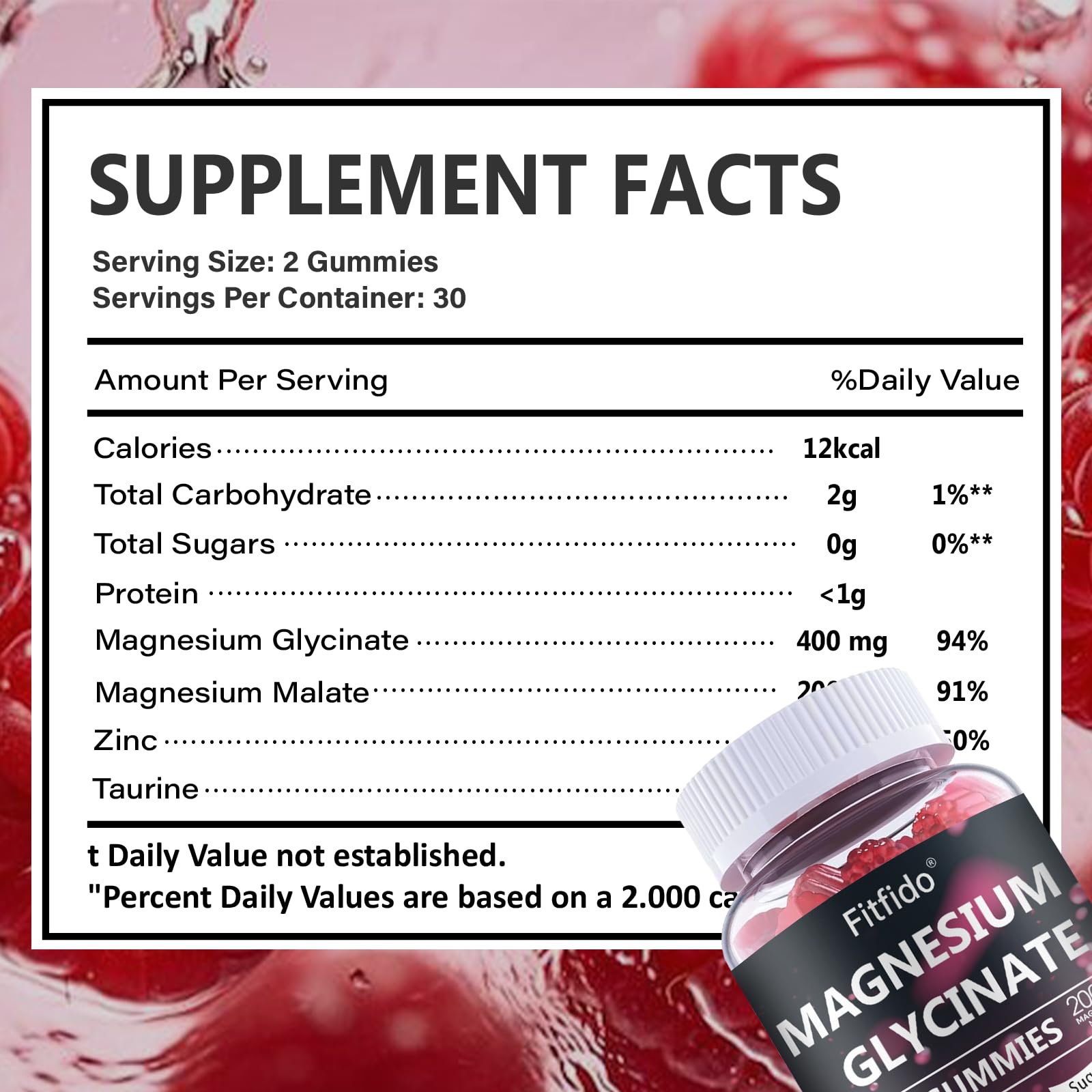 Magnesium Glycinate Gummies 400mg, Chewable Sugar Free Magnesium Supplement with Magnesium Glycinate, Magnesium Malate and Protein for Sleep, Relaxation, Brain & Muscle - Vegan (60 Count, Raspberry) FitfidoAu supplements
