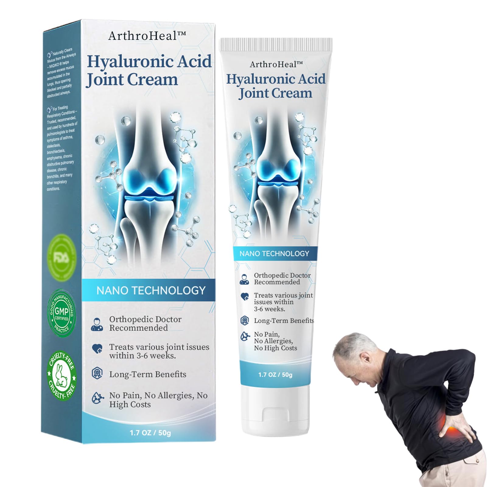 Luhaka ArthroHeal Hyaluronic Acid Joint R-epair Cream,ArthroHeal Joint Cream,Quickly relieve joint discomfort, Quickly relieve joint discomfort, suitable for joint activities throughout the body (1) LuhakaAu supplements