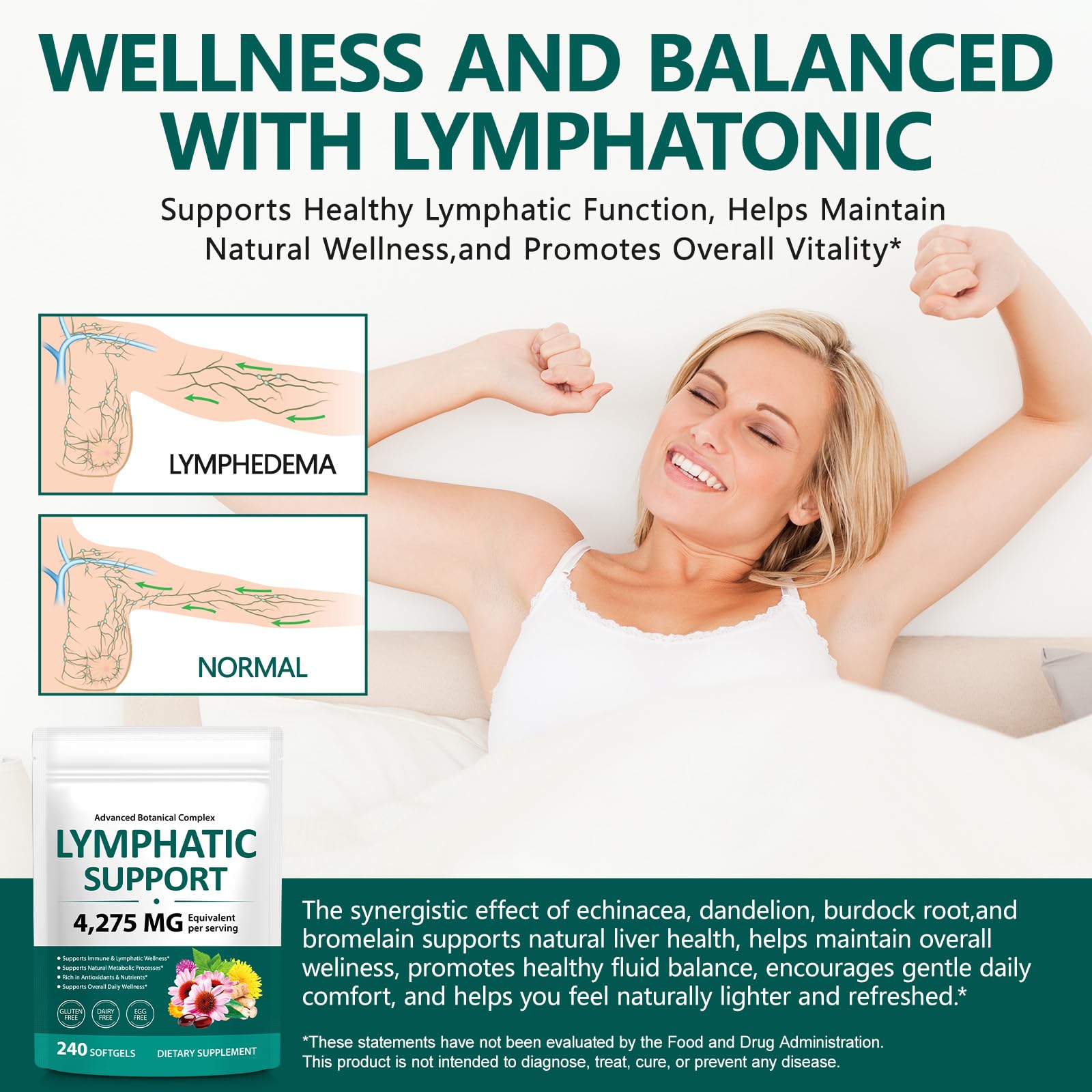 chenyayun Lymphatic Drainage Supplements, 240 Softfels, 21-in-1 Natural Herbal Blends with Echinacea, Dandelion, Burdock Root for Lymph System, Immune Support, Cleanse, Less Swelling/Bloating chenyayunAu supplements