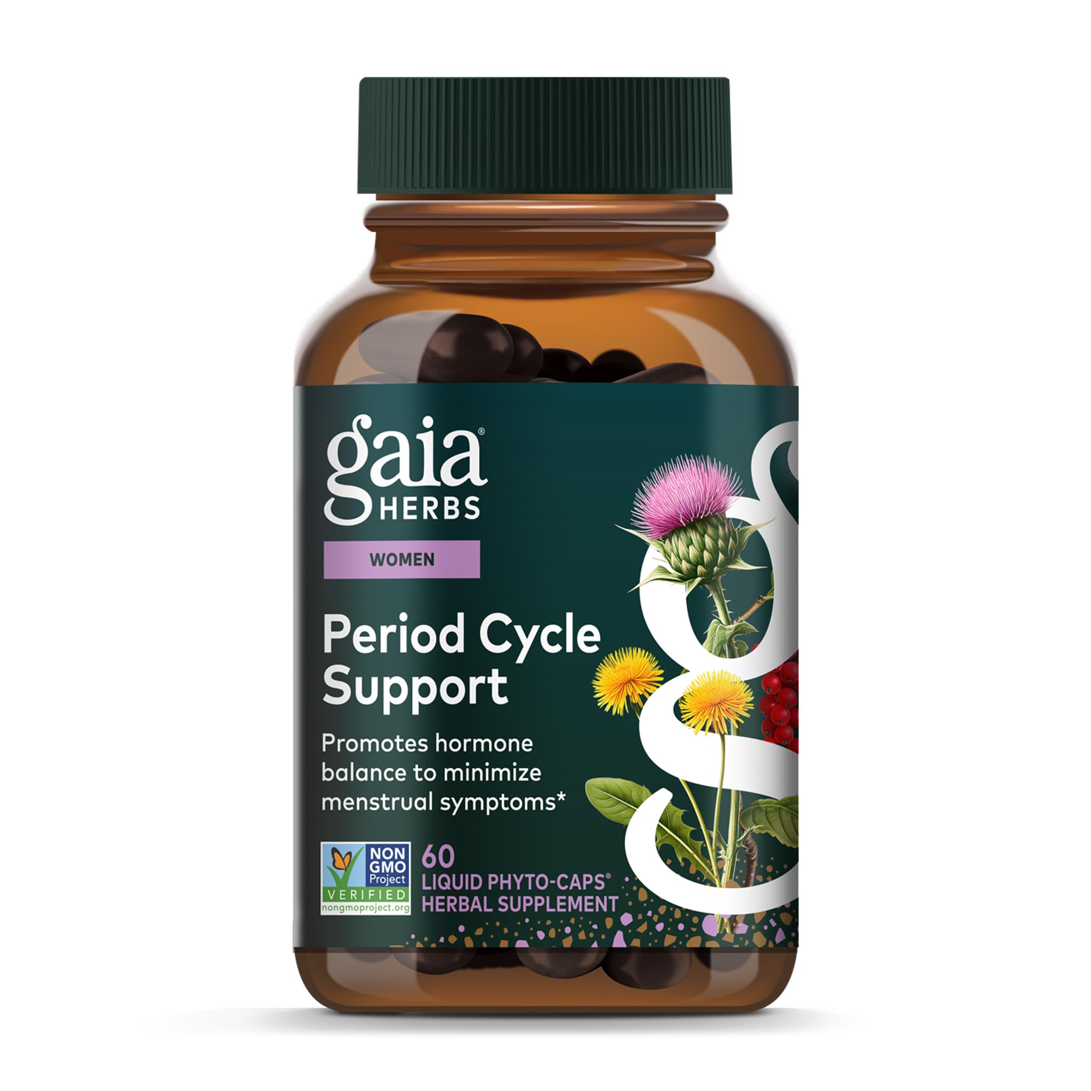 Gaia Herbs Period Cycle Support - Supports Hormone Balance & PMS Relief* - Herbal Supplement with Vitex Berry & Schisandra - Free from Gluten, Dairy & Soy - 60 Vegan Capsules (60 Servings) Gaia HerbsAu supplements