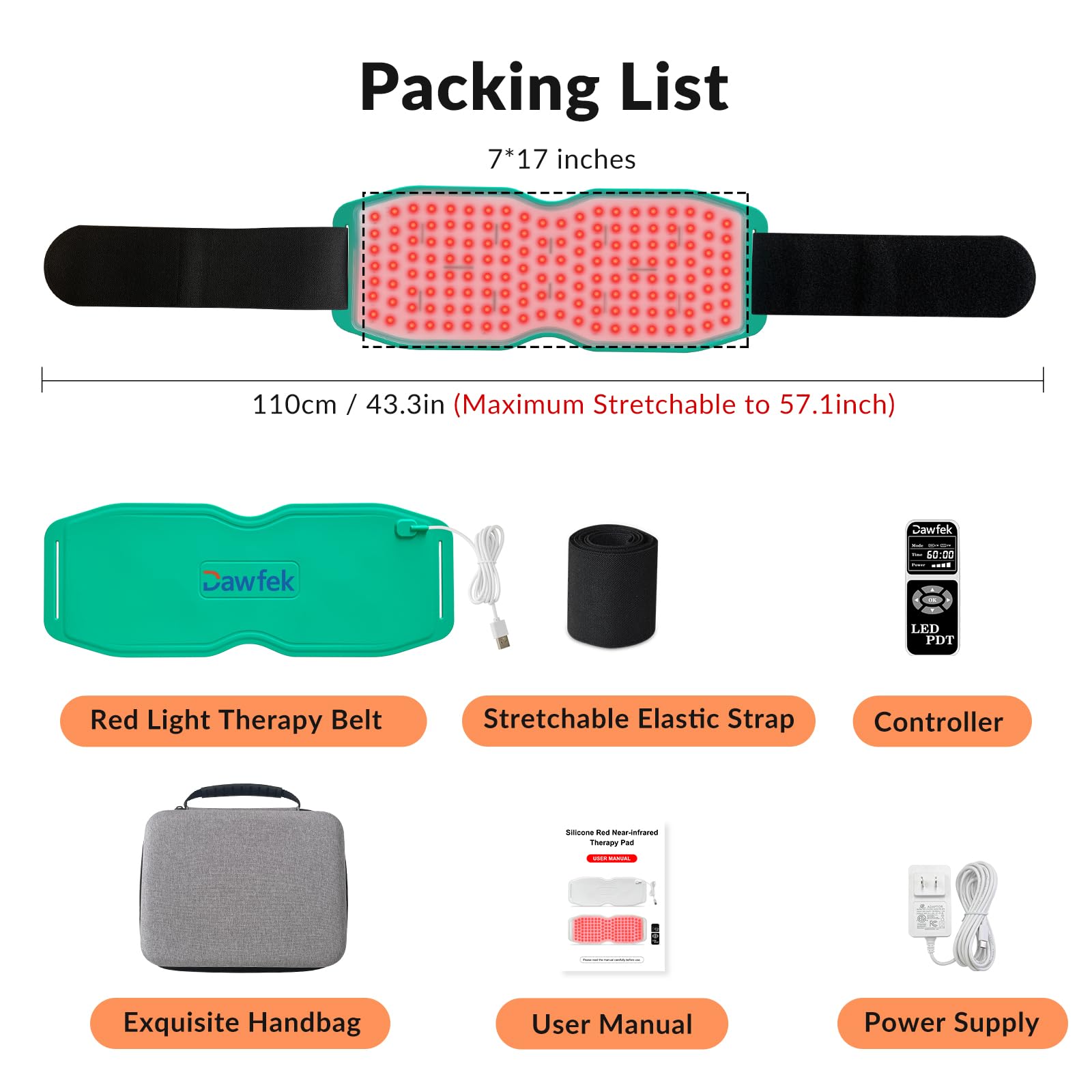 Dawfek Red Light Therapy Belt for Pain Relief Silicone Wearable Near Infrared Light Wrap Deep DawfekAu supplements