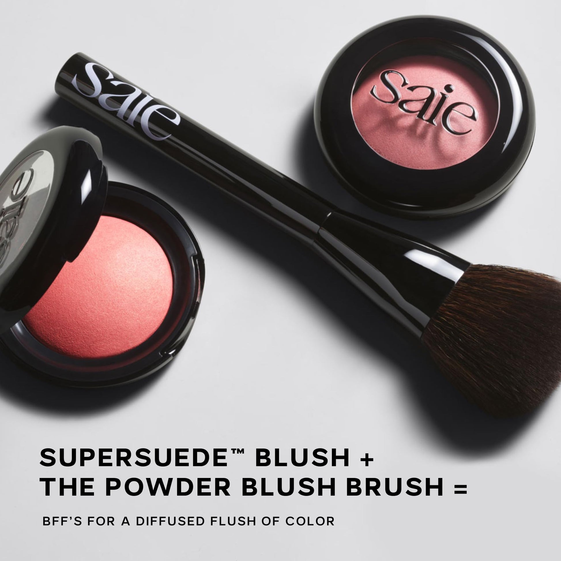 Saie Blush & Brush Duo - SuperSuede Baked Blush in Amore (.01 oz) & Powder Blush Brush - Talc-Free, Moisturizing Blush with Vegan, Fluffy Brush for Seamless Application SaieAu supplements