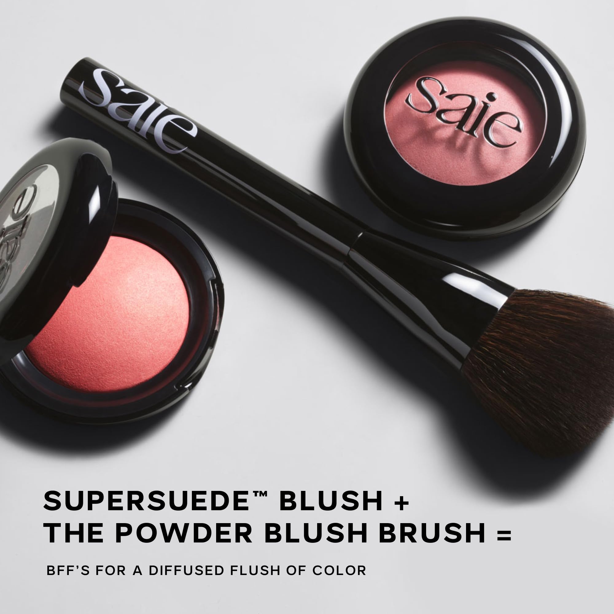 Saie Blush & Brush Duo - SuperSuede Baked Blush in Mia (.01 oz) & Powder Blush Brush - Talc-Free, Moisturizing Blush with Vegan, Fluffy Brush for Seamless Application SaieAu supplements