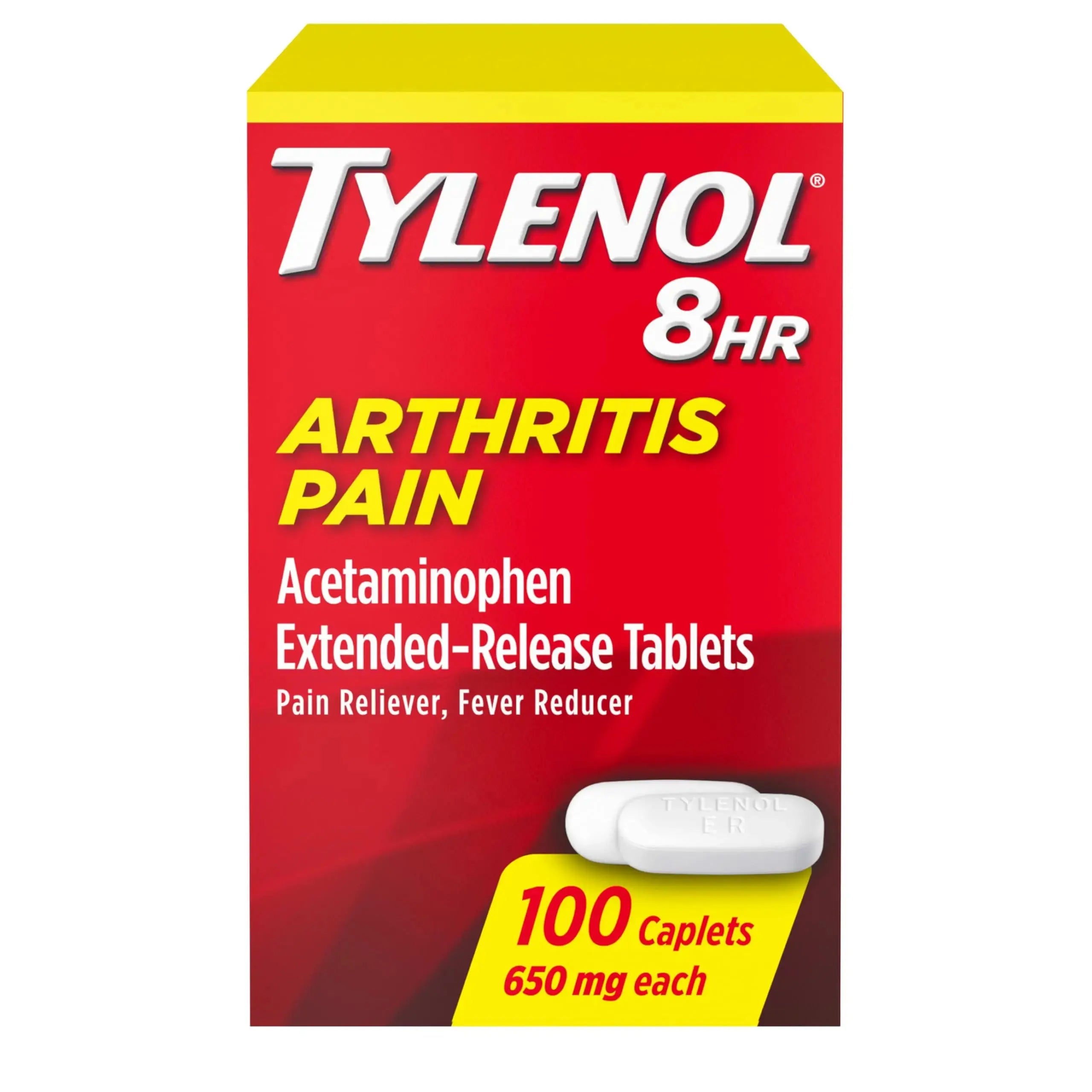 Tylenol 8HR Arthritis Pain Relief Caplets, Fast, Strong Pain Relief, 650 mg Acetaminophen for Minor Arthritis & Joint Pain, Fever Reducer, Extended Release, Won't Irritate Stomach, 100 Count TylenolAu supplements