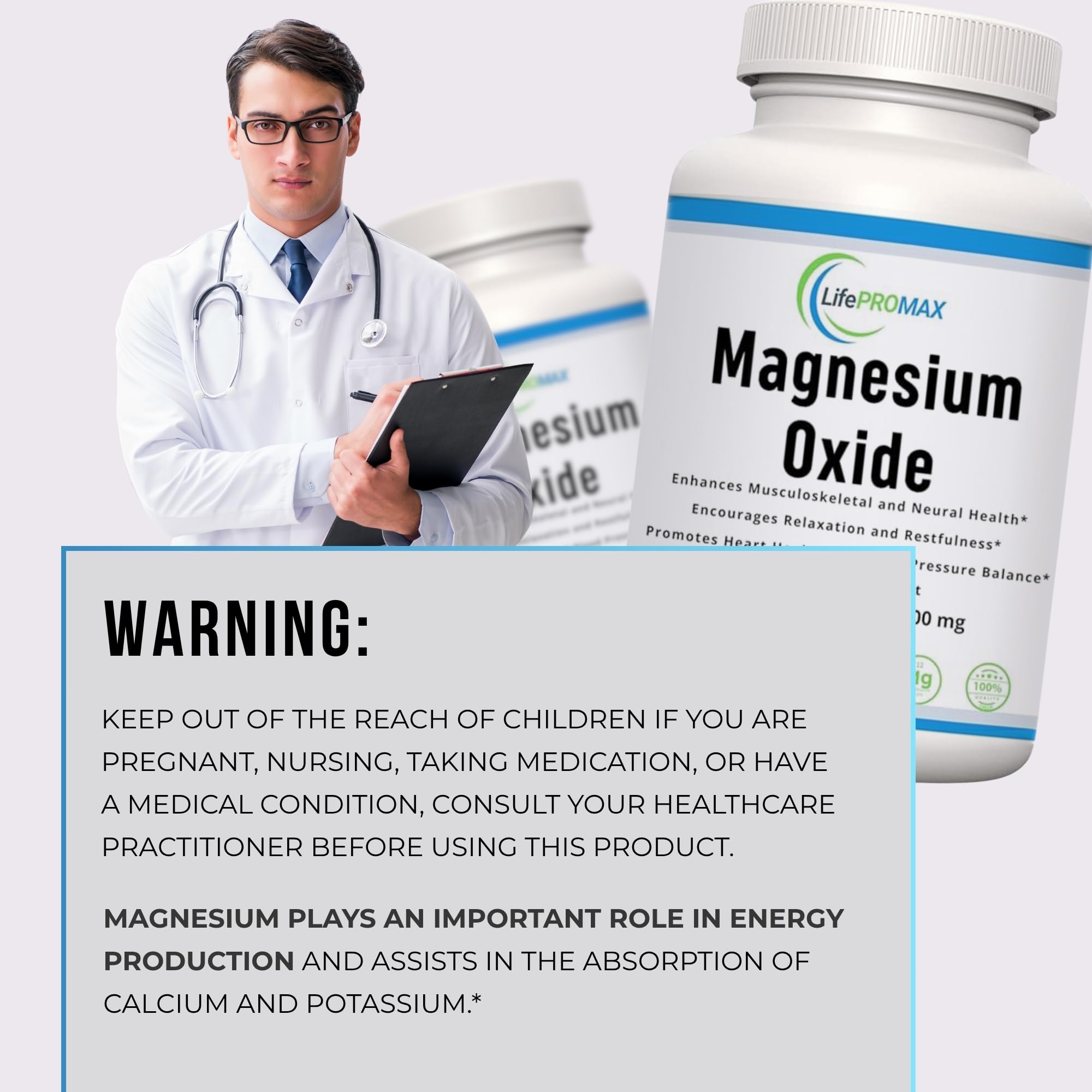 Magnesium 400mg [High Potency] Supplement – Magnesium Oxide for Immune Support, Muscle Recovery, Leg Cramps and Relaxation 120 Tablets LifePROMAXAu supplements