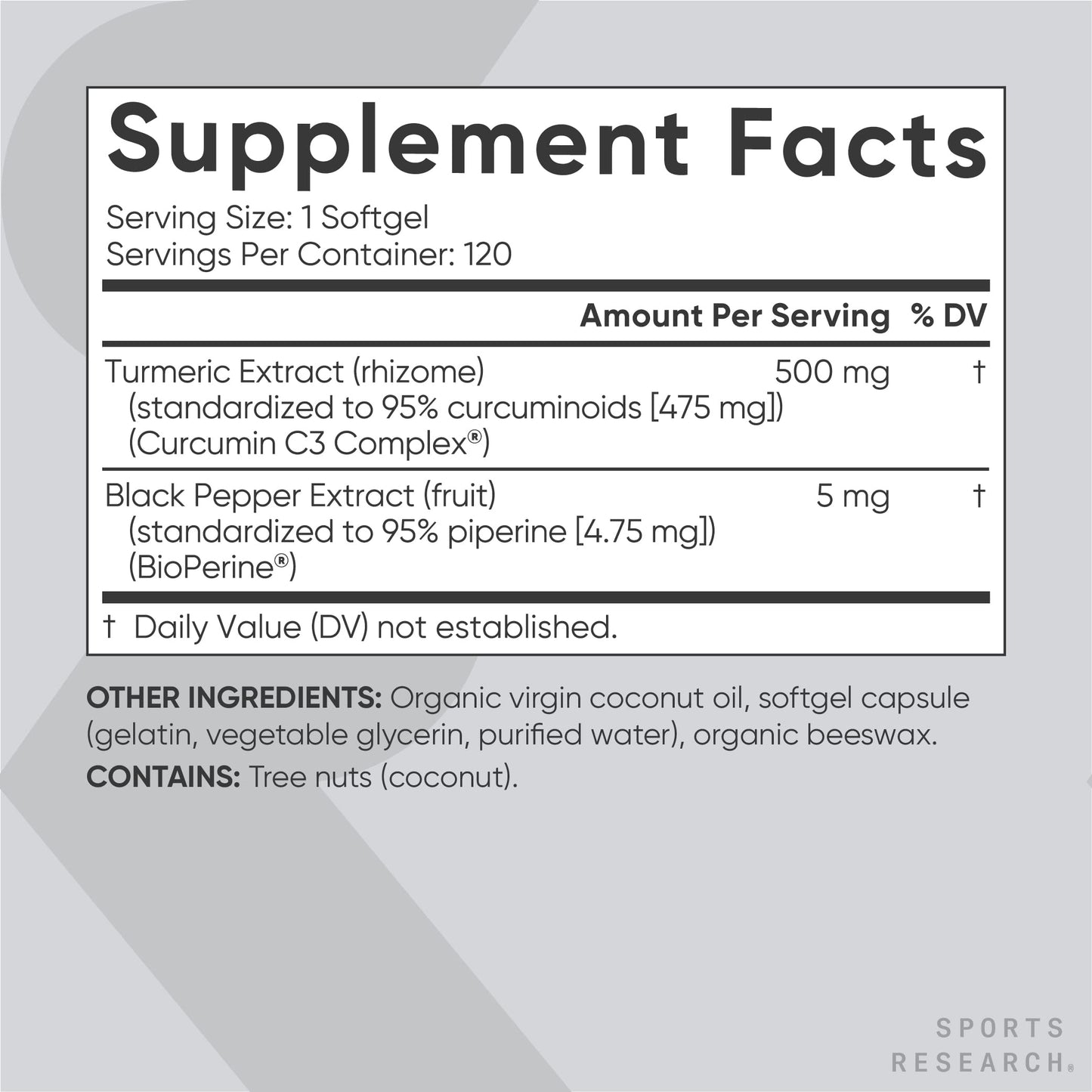 Sports Research Turmeric Curcumin C3 Complex 500 mg, Enhanced with Black Pepper Sports ResearchUS supplements