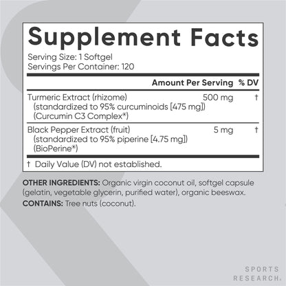 Sports Research Turmeric Curcumin C3 Complex 500 mg, Enhanced with Black Pepper Sports ResearchUS supplements