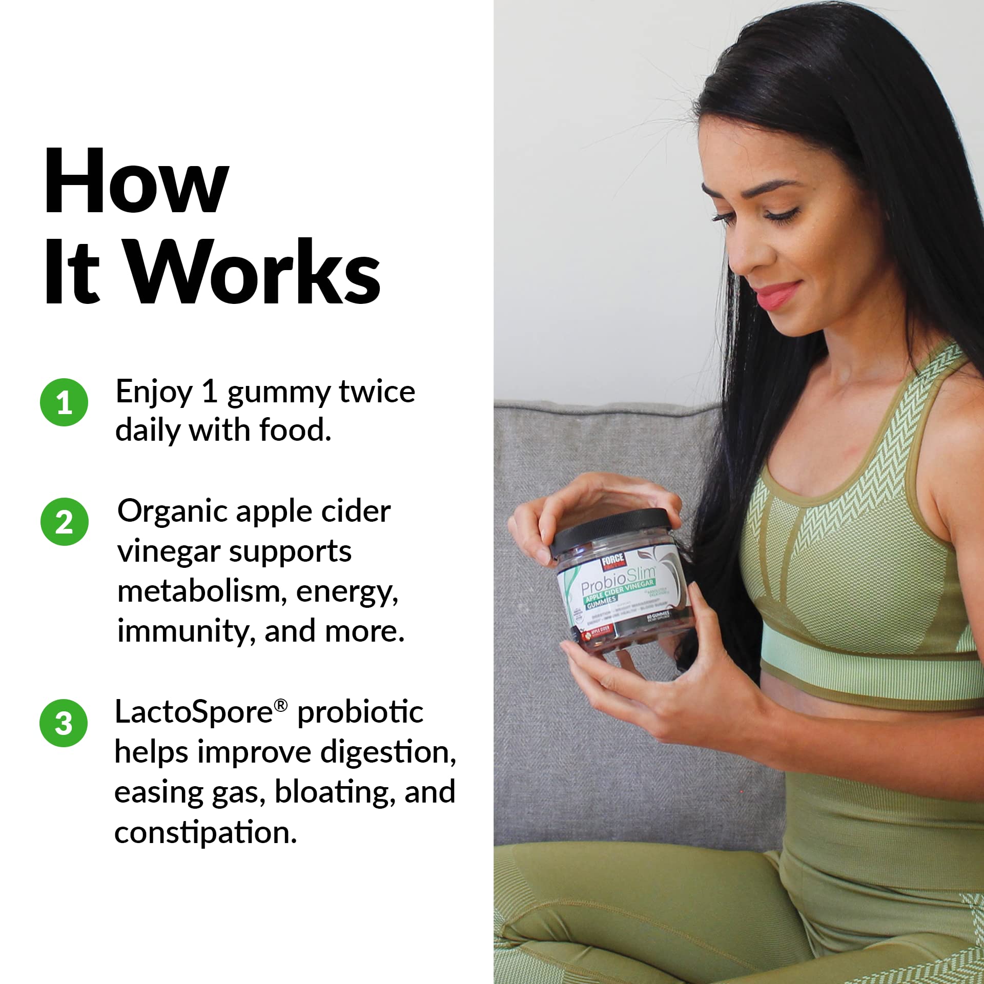 Force Factor ProbioSlim Apple Cider Vinegar Gummies with Organic LactoSpore Probiotics Force FactorUS supplements