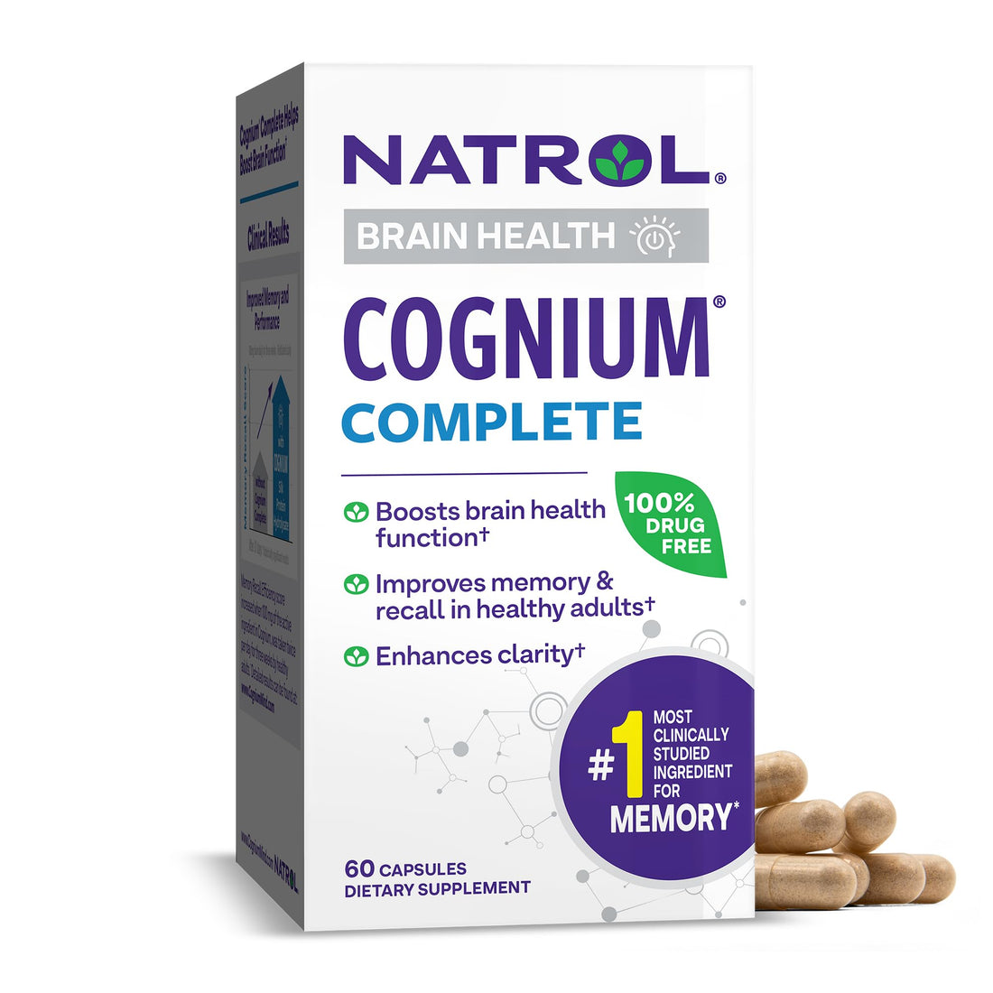 Natrol Cognium Complete, Dietary Supplement for Brain Health, Brain Health Supplements for Adults, 60 Capsules, 30 Day Supply NatrolAu supplements