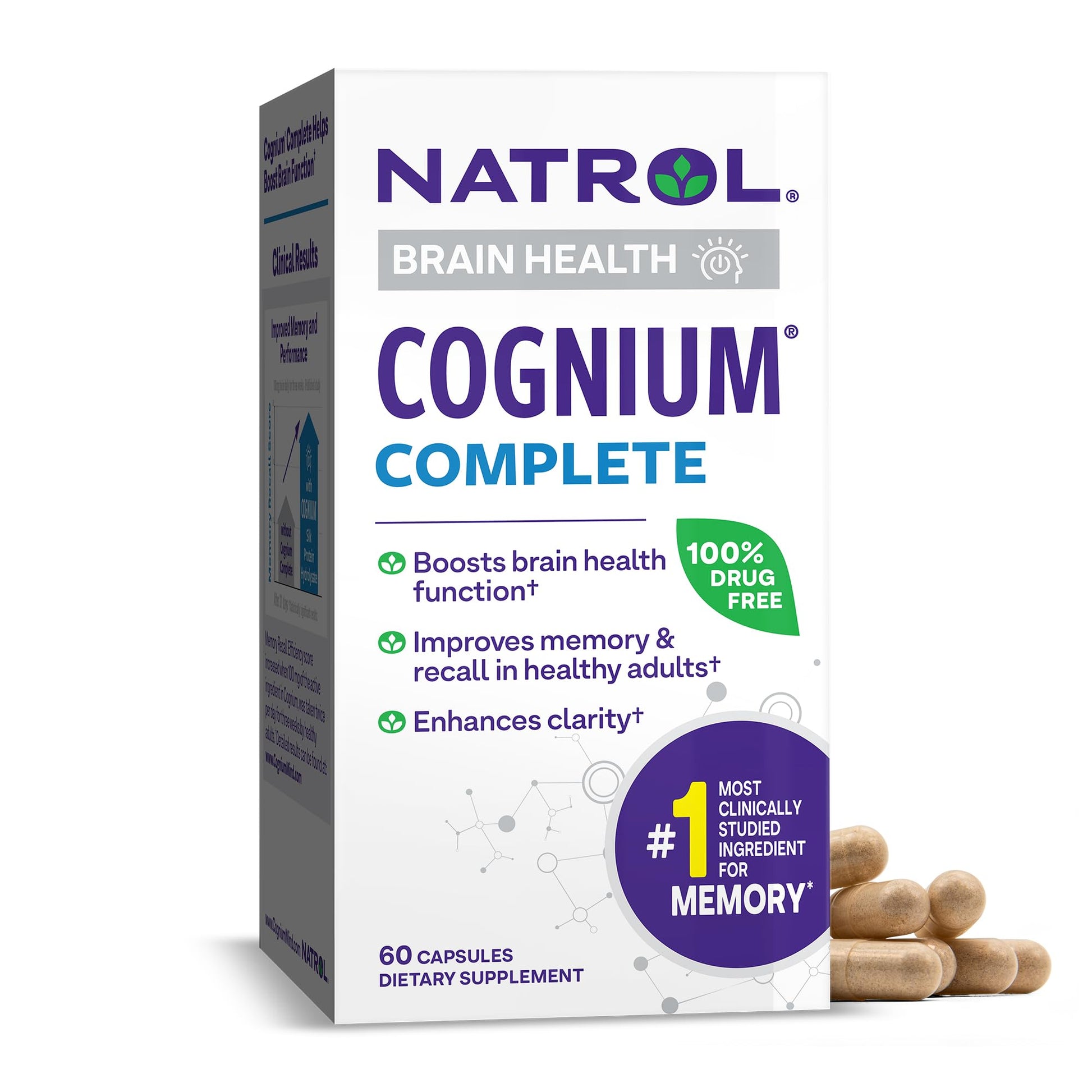 Natrol Cognium Complete, Dietary Supplement for Brain Health, Brain Health Supplements for Adults, 60 Capsules, 30 Day Supply NatrolAu supplements