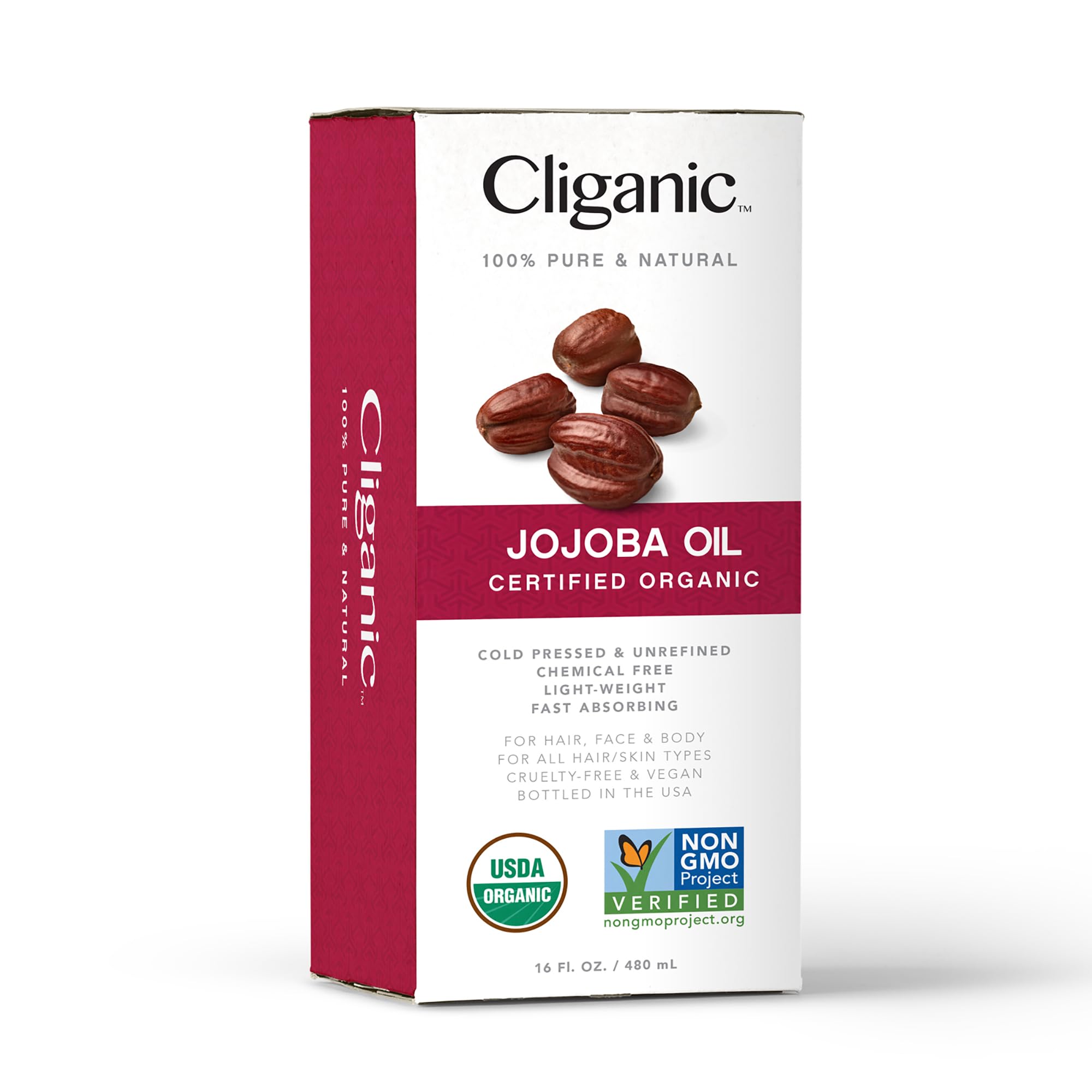 Cliganic USDA Organic Jojoba Oil 16oz with Pump, 100% Pure | Bulk, Moisturizing Oil CliganicAu supplements