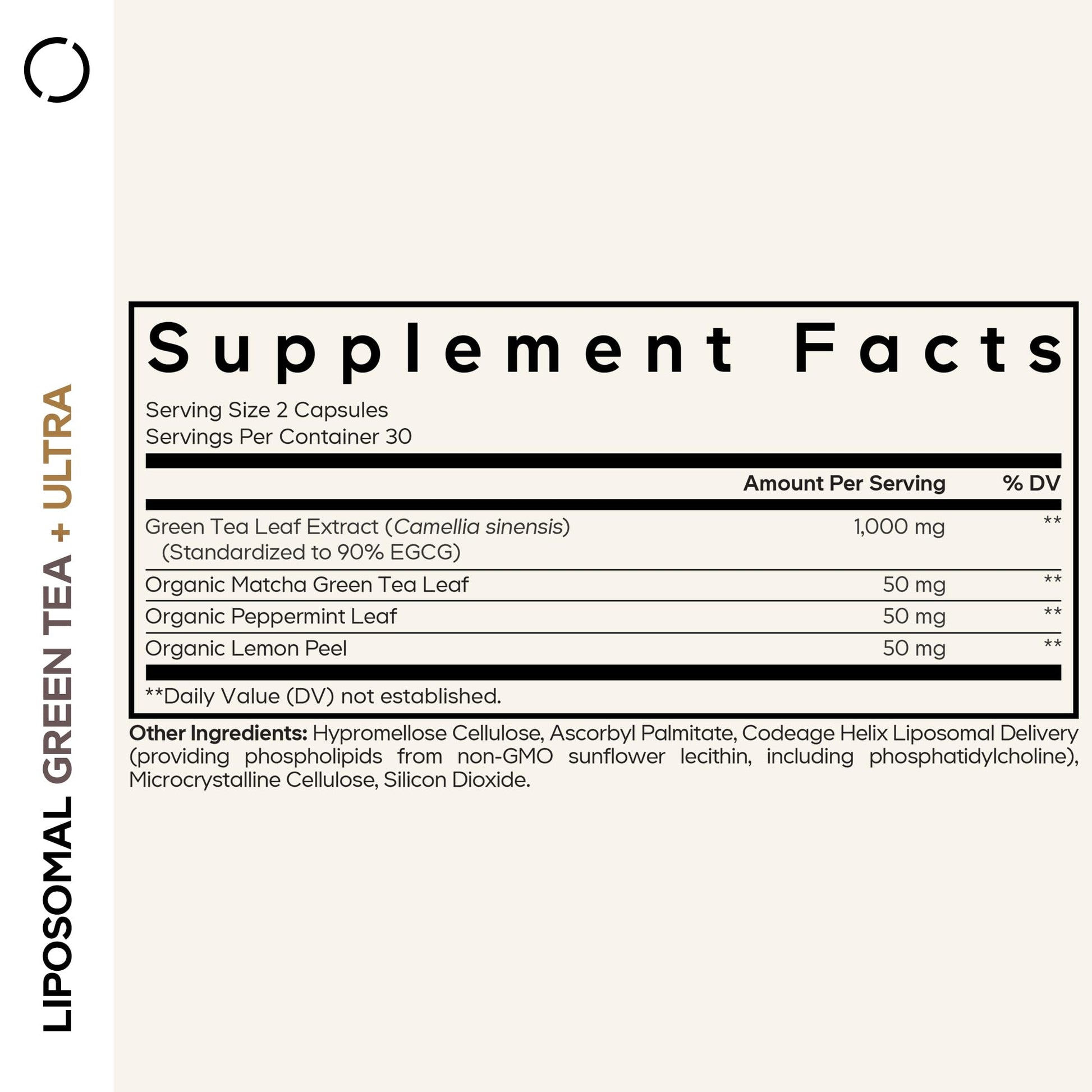 Codeage Liposomal Green Tea+ Ultra Potency - EGCG 90% Green Tea Extract, Organic Matcha Green Powder, Peppermint, Lemon Peel - Vegan, Non-GMO, Gluten-Free - Liposomal Delivery - 60 Capsules CodeageAu supplements