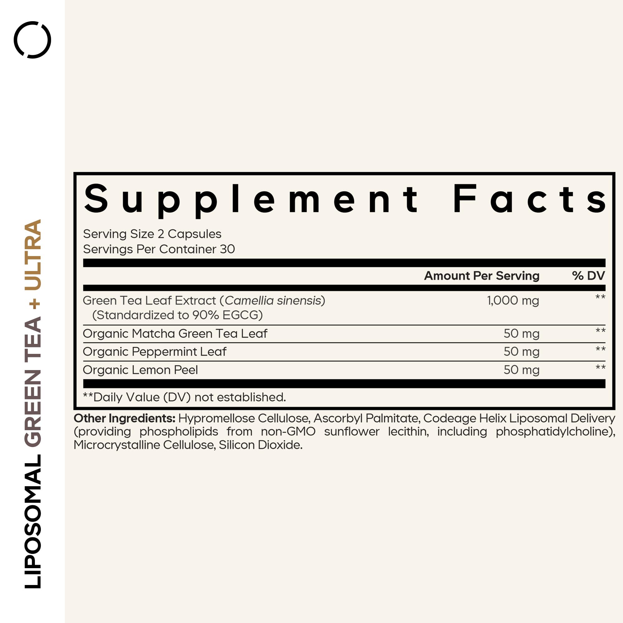 Codeage Liposomal Green Tea+ Ultra Potency - EGCG 90% Green Tea Extract, Organic Matcha Green Powder, Peppermint, Lemon Peel - Vegan, Non-GMO, Gluten-Free - Liposomal Delivery - 60 Capsules CodeageAu supplements