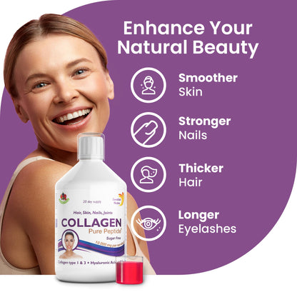 Swedish Nutra Liquid Bovine Collagen - Pack of 500ml, 20 Day Supply | Sugar Free Berry Flavour Swedish NutraUS supplements