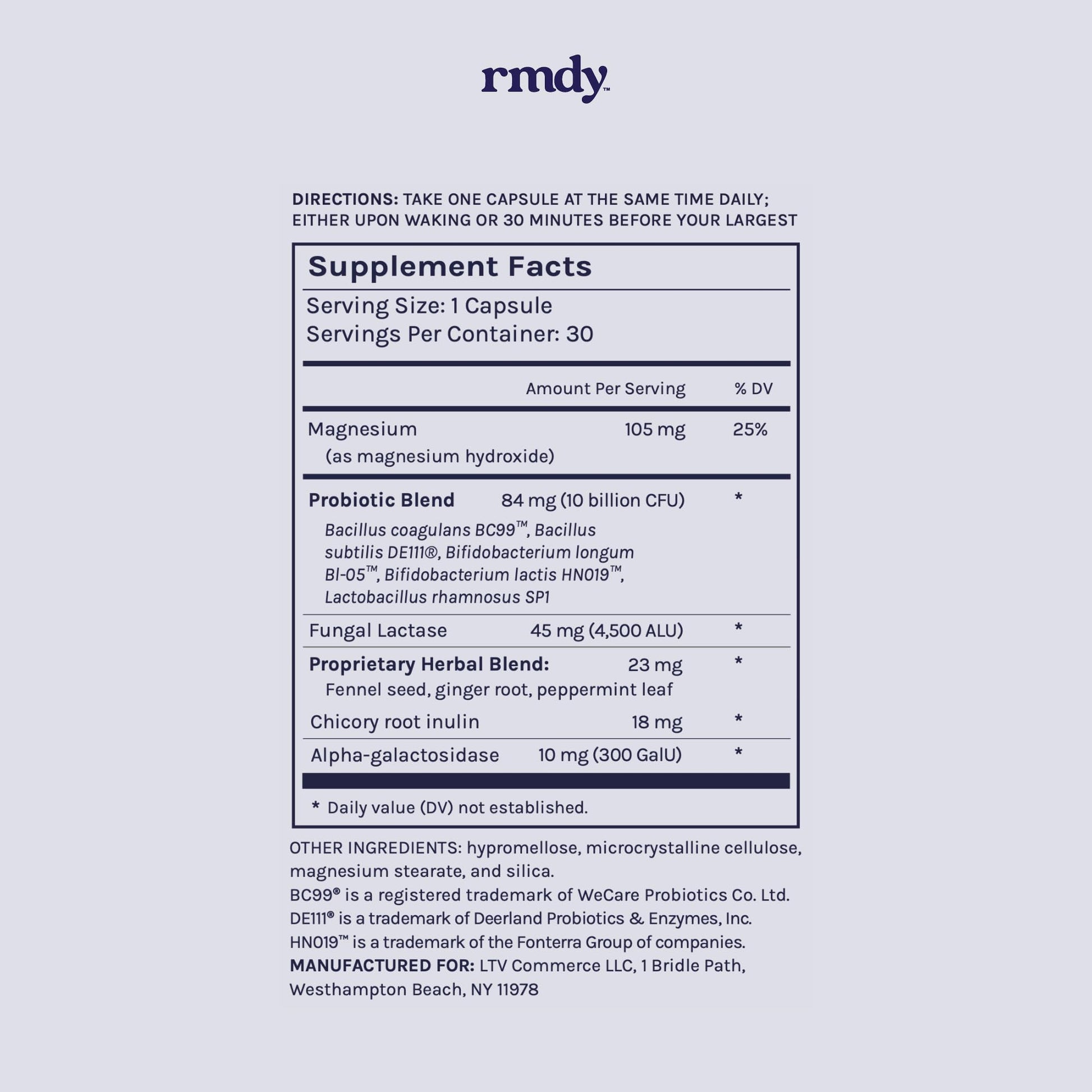 rmdy Constipation, Bloating, & Gas Relief | Relief from Diarrhea, & IBS | Probiotic for Digestive Health & Gut | 30 Capsules rmdyAu supplements